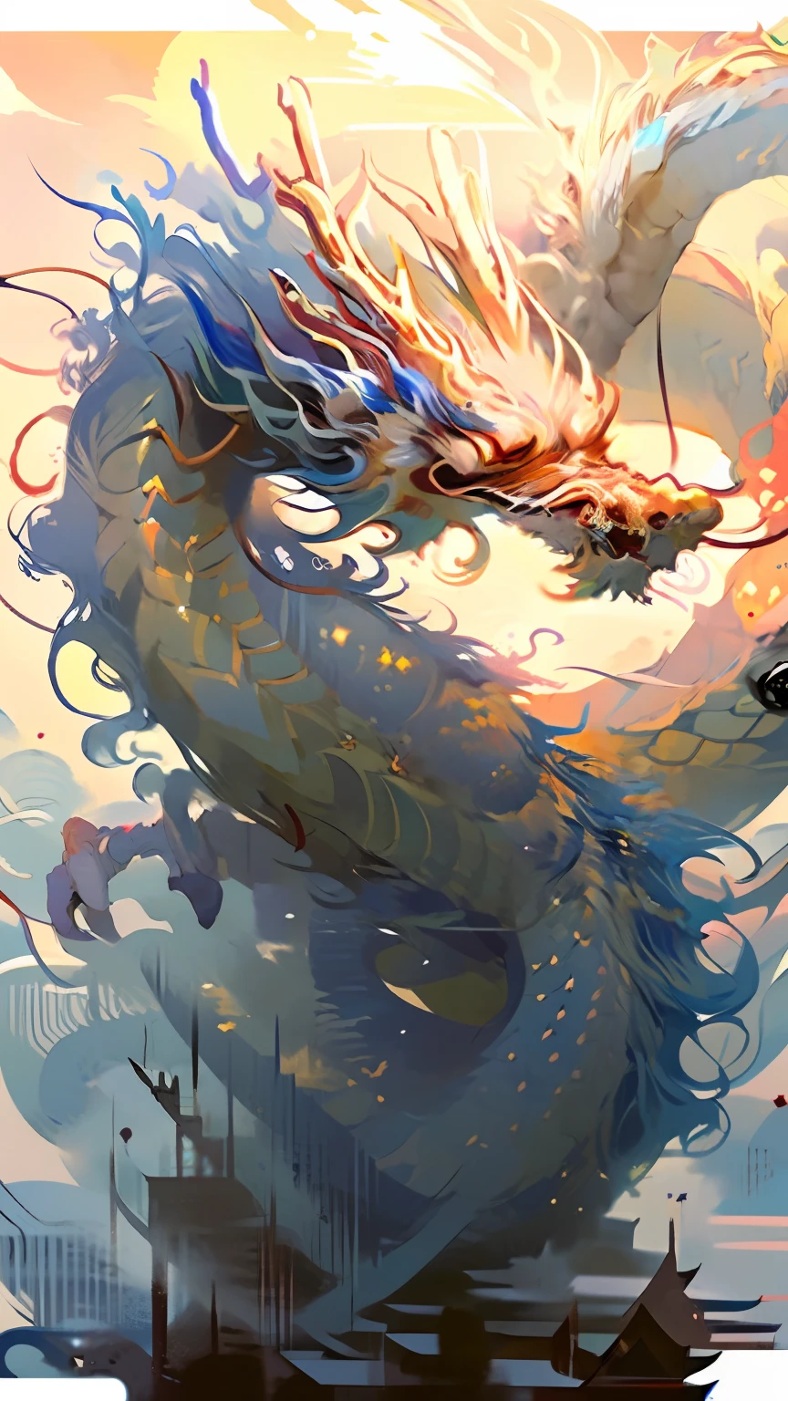 Official art, 统一 8k 壁纸, ultra-detailliert, Beautifully Aesthetic, ​masterpiece, top-quality, (Zentangle, Tangles, Entanglement), (Fractal Art: 1.4), 1girl in, A dark-haired, Chinese, bare shoulders​, a short skirt, Calf, a navel, ighly detailed, dynamic ungle, cowboy  shot, (The most beautiful forms of chaos), A flowing, (bright colour), nffsw, (half: 1.2), Chinese Big, (Tanka Flying Sky: 1.5), (bow ribbon: 1.3), (Dreams: 1.5), (Han Feng: 1.5), Chinese Dragon, Chinese phoenix、(A smile:0.5)、(chinese deity)、nigh sky、a moon、Money Rack Explosion、The energy、Bewitching、gold、nigh sky、Full Moon in Aquarius、Receiving abundance