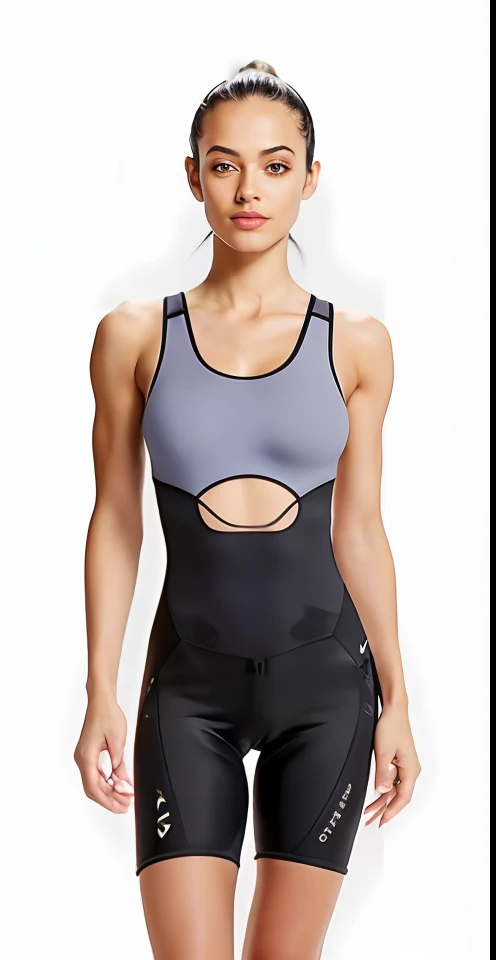 uma mulher em um shorts preto e um top cinza, victoria siemer, Fato de ciclismo Nike, high level body suit, Bodysuit, muito suado, Detalhe perfeito, Prettt, frente em, roupas esportivas, Roupa aberta v peito, roupas esportivas, item, vestindo malha, mulher de neoprene, Bodysuit
