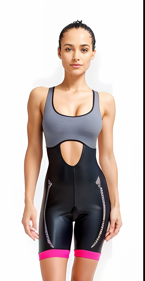uma mulher em um shorts preto e um top cinza, victoria siemer, Fato de ciclismo Nike, high level body suit, Bodysuit, muito suado, Detalhe perfeito, Prettt, frente em, roupas esportivas, Roupa aberta v peito, roupas esportivas, item, vestindo malha, mulher de neoprene, Bodysuit