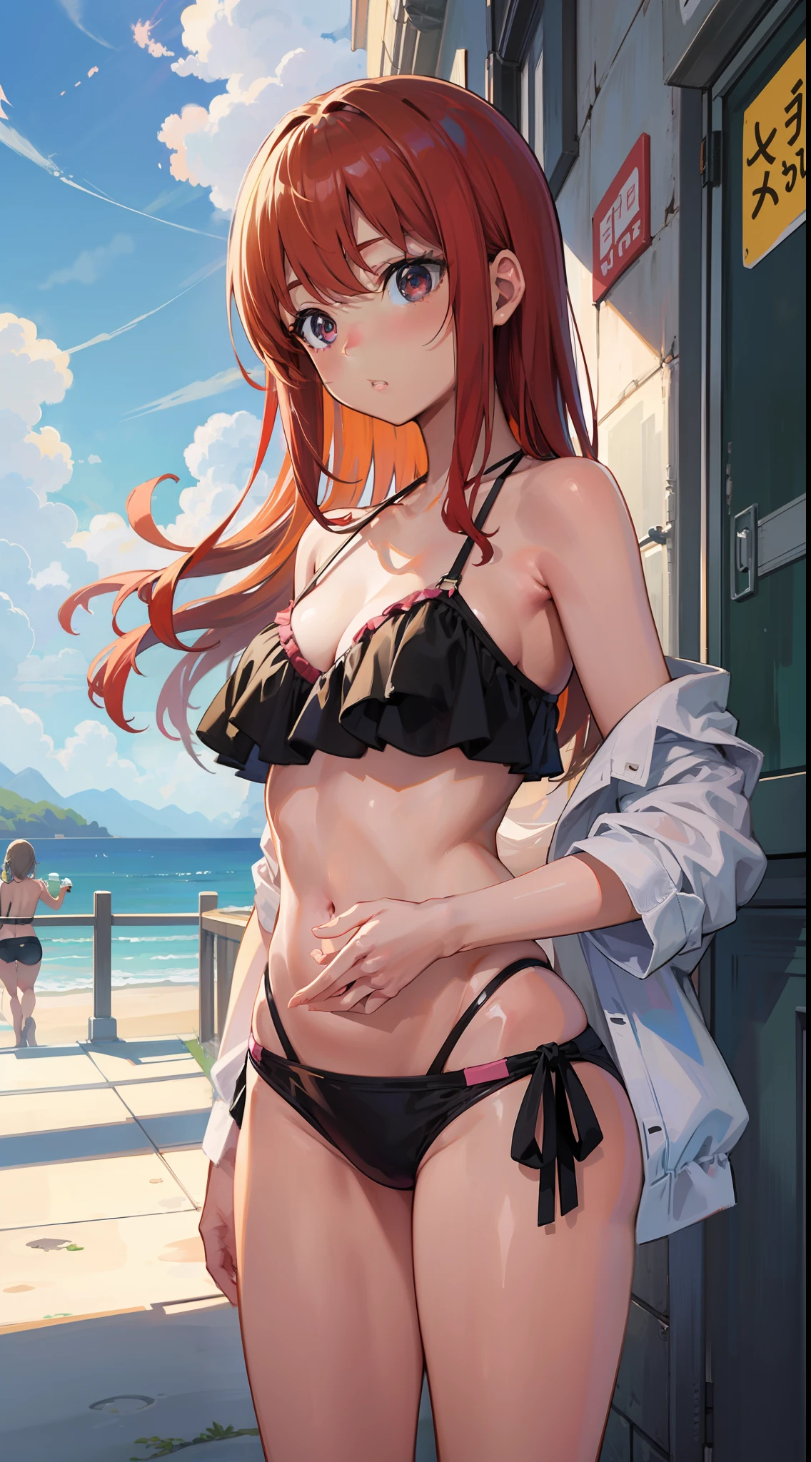 A masterpiece that will go down in history、1girl in、The bikini、Cute anime illustration、