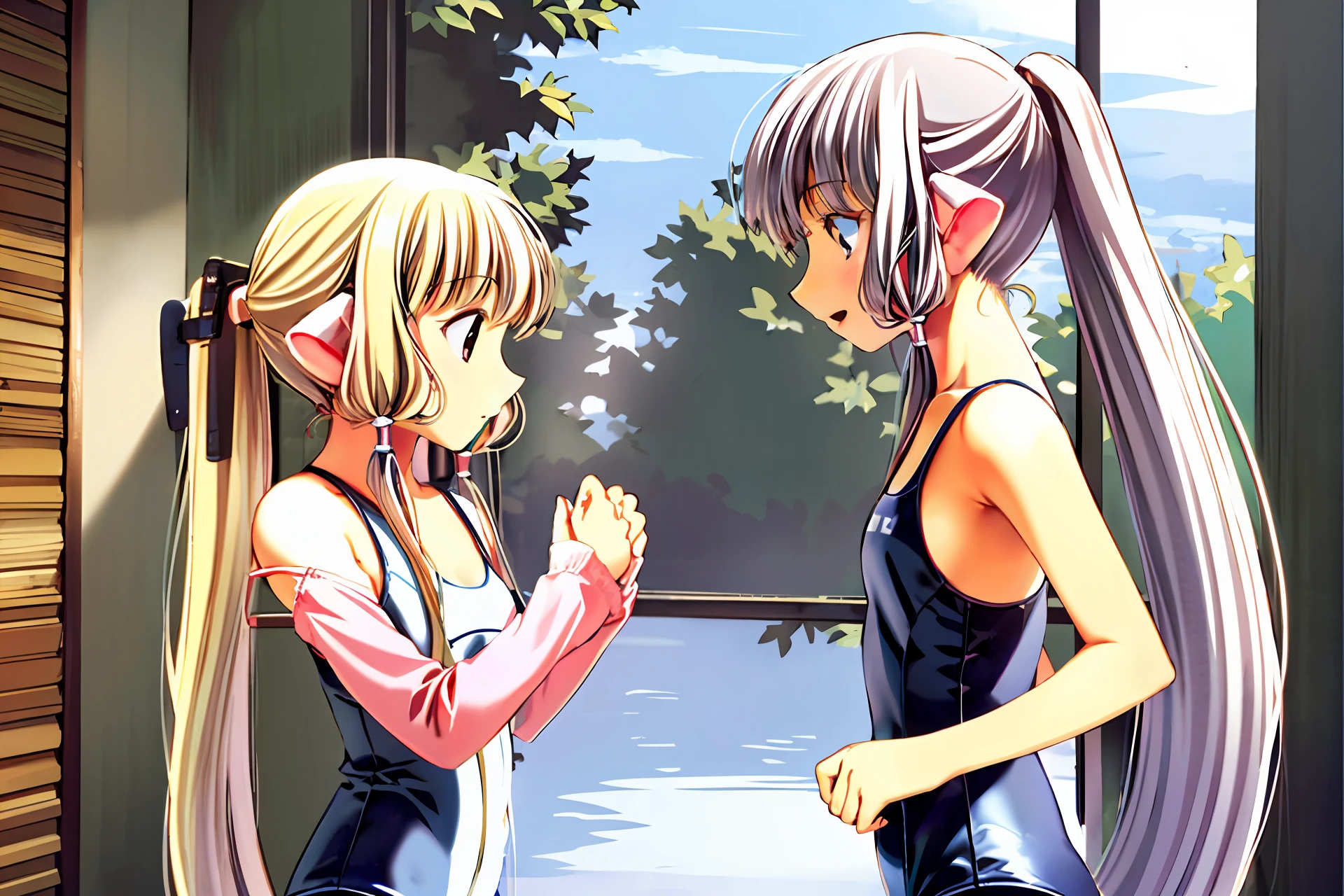 Double ponytail swimsuit