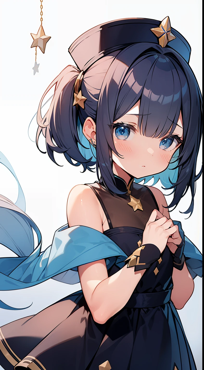 One girl、stele、starrysky、Star Girl、Star Dress、doress、cute little、><、masterpiece、Top image quality、top-quality