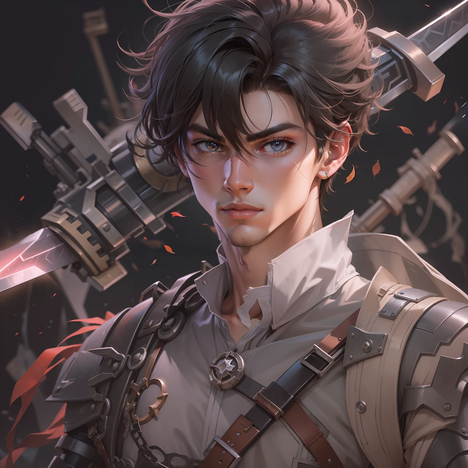 Mechanical sword,Handsome boy,Two-dimensional style,Young 20-year-old