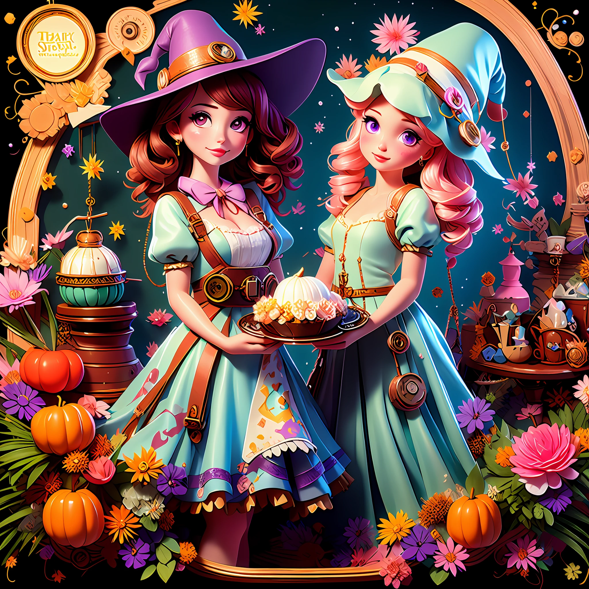 head portrait,little witch girl,The Witch,cloaks,Magic Array,The action of casting,Grotesque,Highest image quality,tmasterpiece,Beautiful CG,Delicate and intricate hair accessories 16k,Beautiful and moving girl,Hair fluttering,Eyes are pure and clear,Smiling slightly,Gorgeous and sophisticated Lolita dress,Close-up,Heads-up,Colorful,Witch hat,dual horsetail,Highest image quality,tmasterpiece,Beautiful CG,White twisted braid、long skirt,Delicate and intricate crystal hair accessories,high light,The petals wither and fall off,Celebrate Halloween,Rich in graphics、Absolutely beautiful,Attractive cleavage,Impeccable,Dreamy retouching、hyper HD、16k,(++steampunc:1.9++),white long curly hair,Jewel-like purple eyes,disconsolate,Exquisite and gorgeous dresses,Sense of brokenness,blossoms,highest quality,tmasterpiece,A masterpiece,extreme hight detail,Peerless beauty,8K,Gorgeous light and shadows,Messy hair,sophisticated haircut,Delicate portrayal of facial features,Delicate hair portrayal,(Original Drawing),(++++++++Watercolor blending:1.1+++++++),flowy,Eau,foamy,steampunc,(+++Complete hands:2+++),(+Gear 1.9+),((((steampunc:2)))),((((Witch hat:2)))),steampunc,metals,(((Whole body diagram:1.9))),Skeleton gear skirt brace,Large skirt,opulent,nobles,Delicately depicted hands,A masterpiece,4k画质,Extremely detailed portrayal,Extremely delicate picture,one-girl,(Princess dress),((Crinoline skirt)),(White twisted braid),Wear a bow on your head,largeeyes,Purple eye,Gothic,((Witch hat)),Waist seal,Gothic,Large skirt,adolable,a beauty girl,paper lanterns,Puff sleeves,Puffy skirt,full bodyesbian,Functional windproof jacket,steampunc,Background with(eventide,remnants,evening light