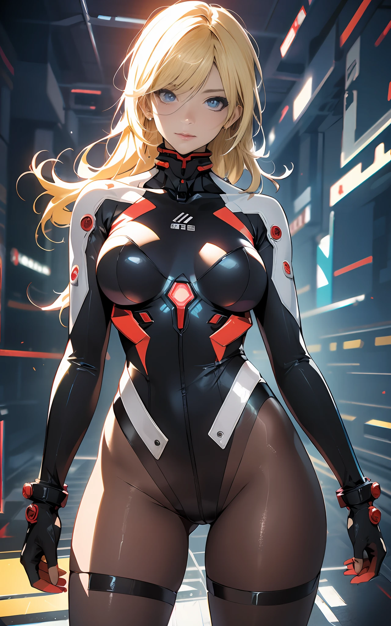 (((Adult Woman))), ((Best Quality)), ((masutepiece)), (Detailed: 1.4), (Absurd), 35-year-old adult woman with Simon Bisley-style micro thong, Genesis evangelion neon style clothing, 2-piece clothing, Blonde hair, arm tatoo, cybernetic hands, pastel, Centered, scale to fit the dimensions, nffsw (High dynamic range),Ray tracing,NVIDIA RTX,Hyper-Resolution,Unreal 5,Subsurface Dispersion, PBR Texture, Post-processing, Anisotropy Filtering, depth of fields, Maximum clarity and sharpness, Multilayer textures, Albedo and specular maps, Surface Shading, accurate simulation of light and material interactions, Perfect proportions, Octane Render, Two-tone lighting, Wide aperture, Low ISO, White Balance, thirds rule, 8K Raw, Crysisnanosuit,loraeyes,nijistyle,pantyhose,Perfect Eyes Eyes,Blue eyes