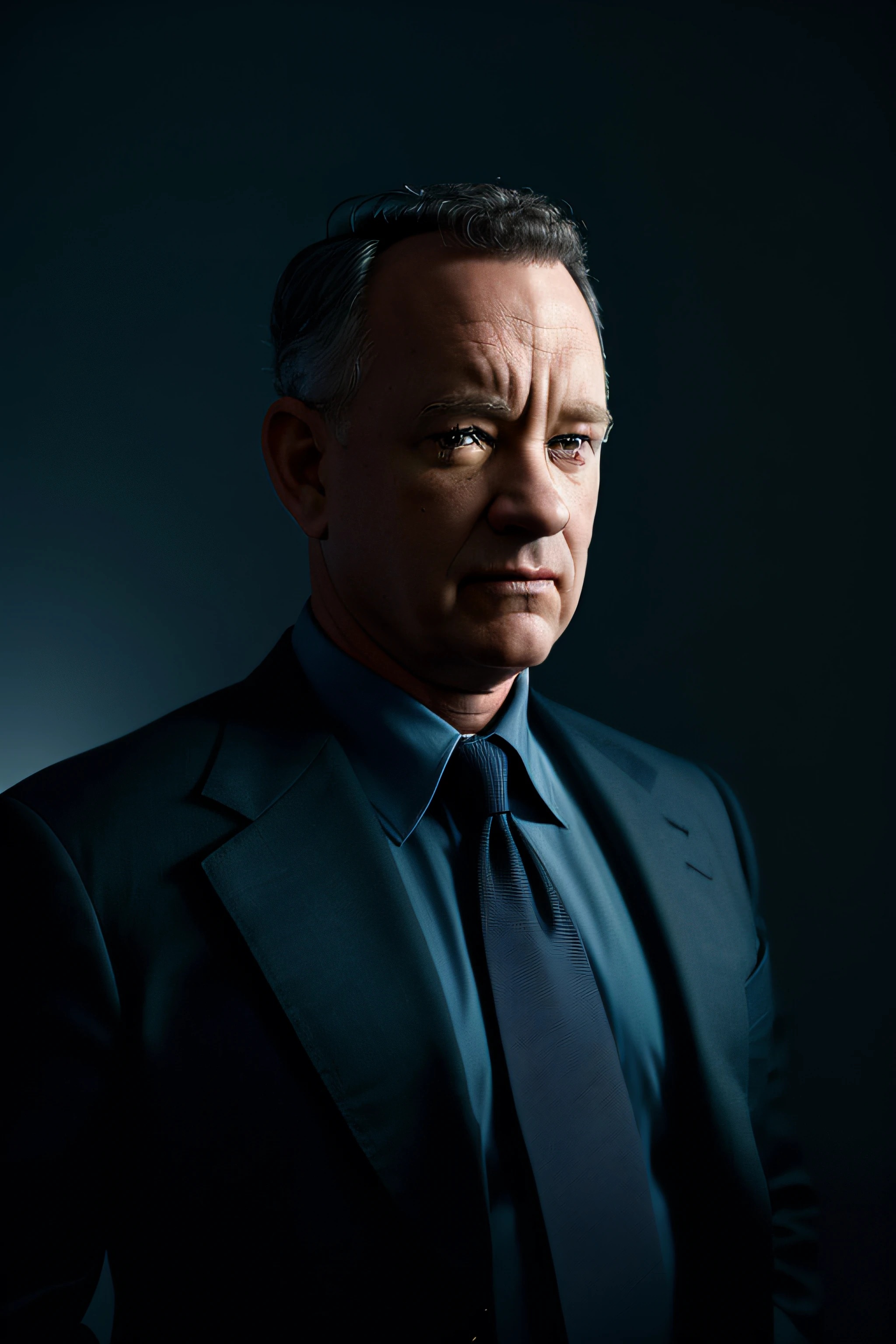 arafed man in a suit and tie looking at the camera, Retrato de Tom Hanks, Tom Hanks, Tom Hanks sorri, Tom Hanks como Superman, Tom Hanks com sobrancelhas grossas, close - foto retrato acima, foto de retrato em close-up, official photo portrait, Ainda foto de James Bond, fumegante intenso, close up foto de retrato, Directed by: Robert Jacobsen, fan art