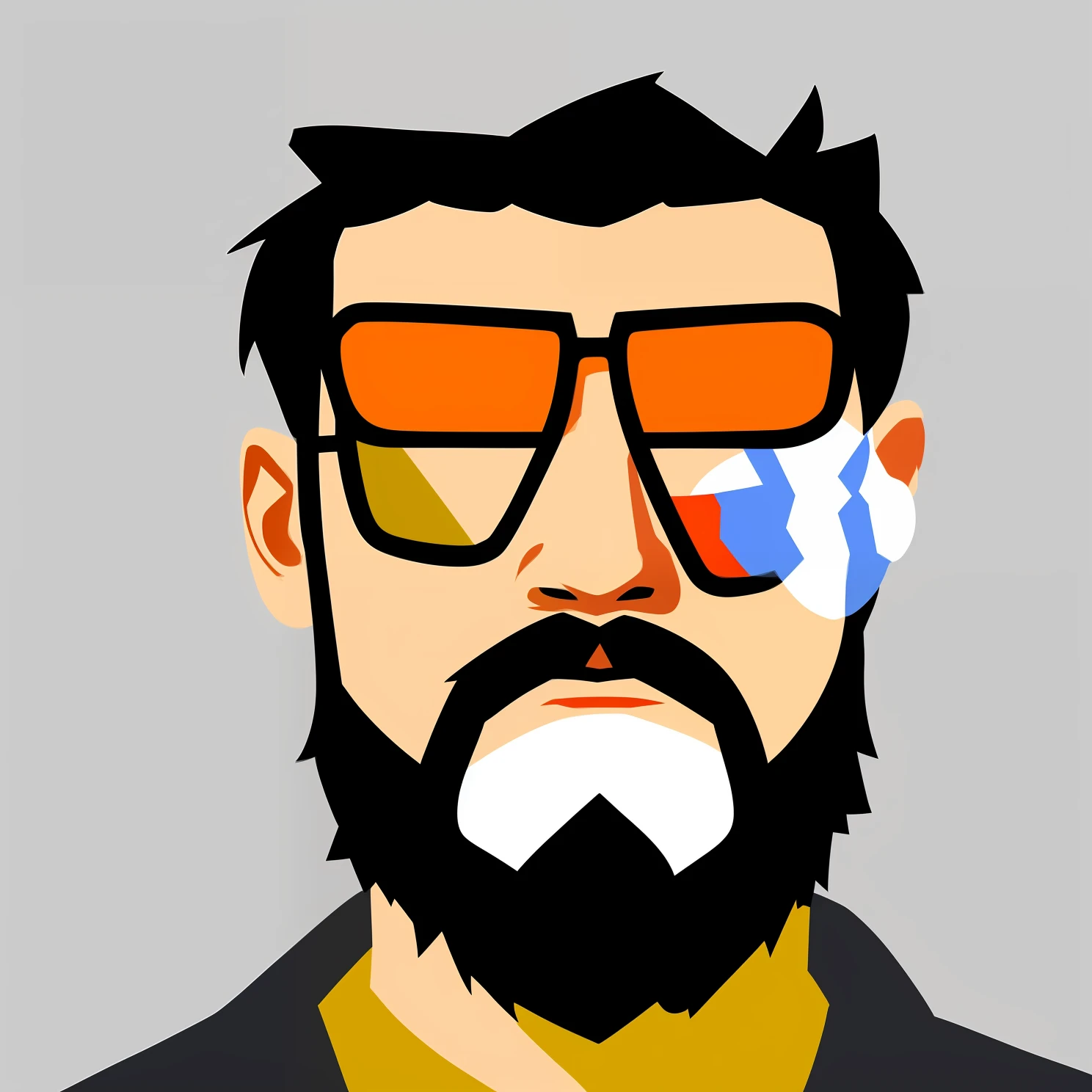 There is a man with a beard and a beard brush, drawn in microsoft paint, unknown artstyle, Gordon Freeman, in style of apex legends, cartoonish and simplistic, 《APEX LEGENDS》Illusions in , portrait of apex legends, spec - ops head, Some beards, cel-shaded!!!, TF 2, TF2, Black beard, clean cel shaded, MSPAINT