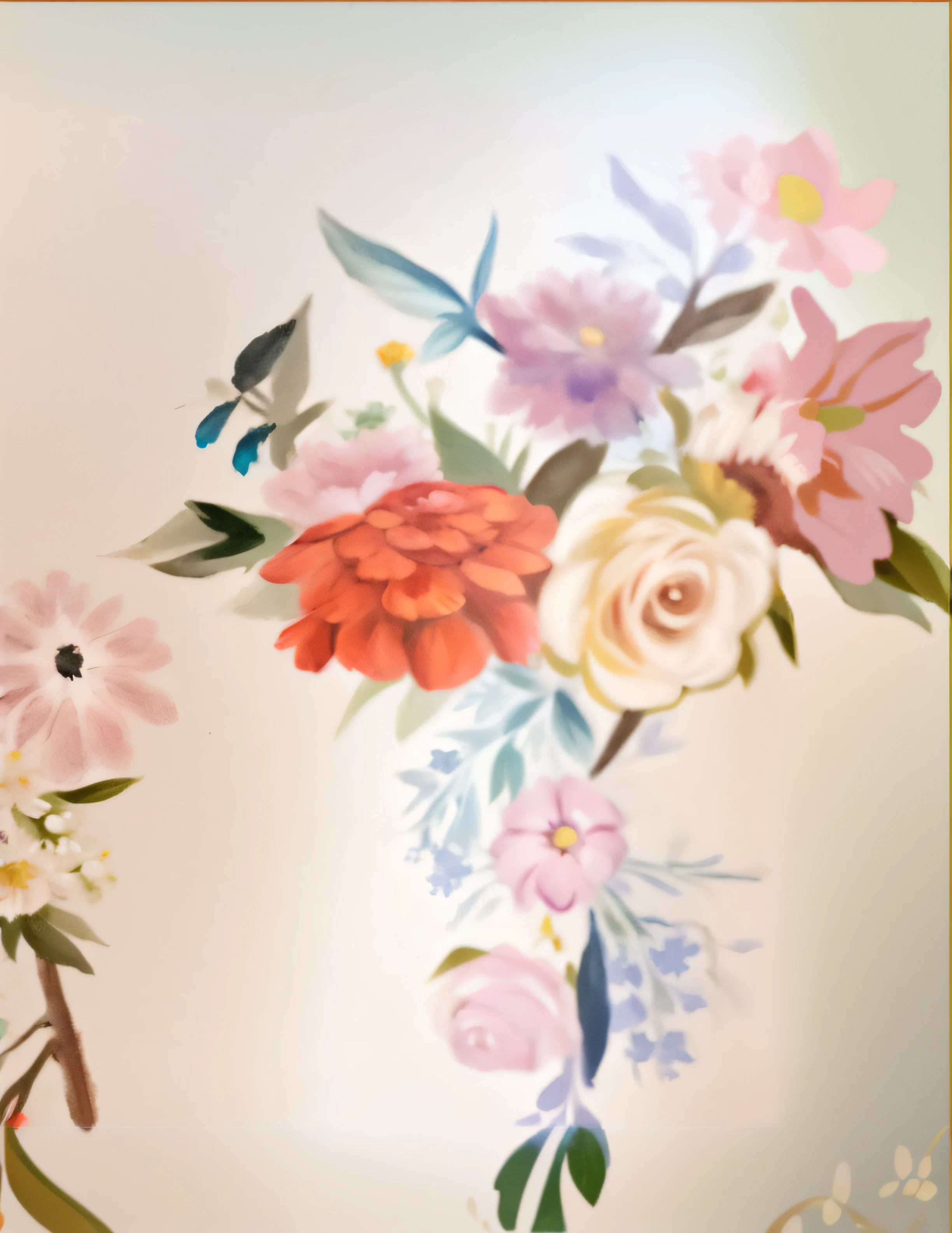 There was a vase in the room,Flowers are painted on it, Fondo pintado floral, Floral details, floral wallpaper, flowery wallpaper, Floral!, inspired by Jan van Huysum, opulent, exquisite floral details, the wallpaper!, floral motives, handpainted, vintage art, floral patterned skin, wallpaper design, painted in high resolution, delicate and precise brushwork