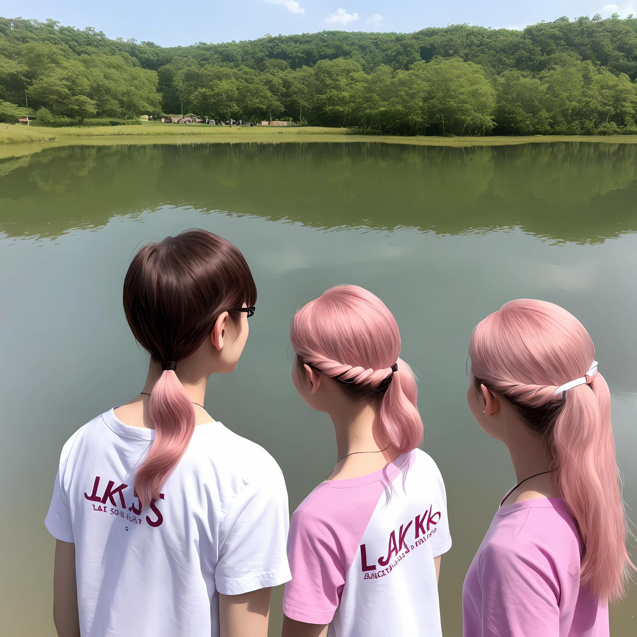 at the lakes，Wear JK，Long pink hair，white skinned