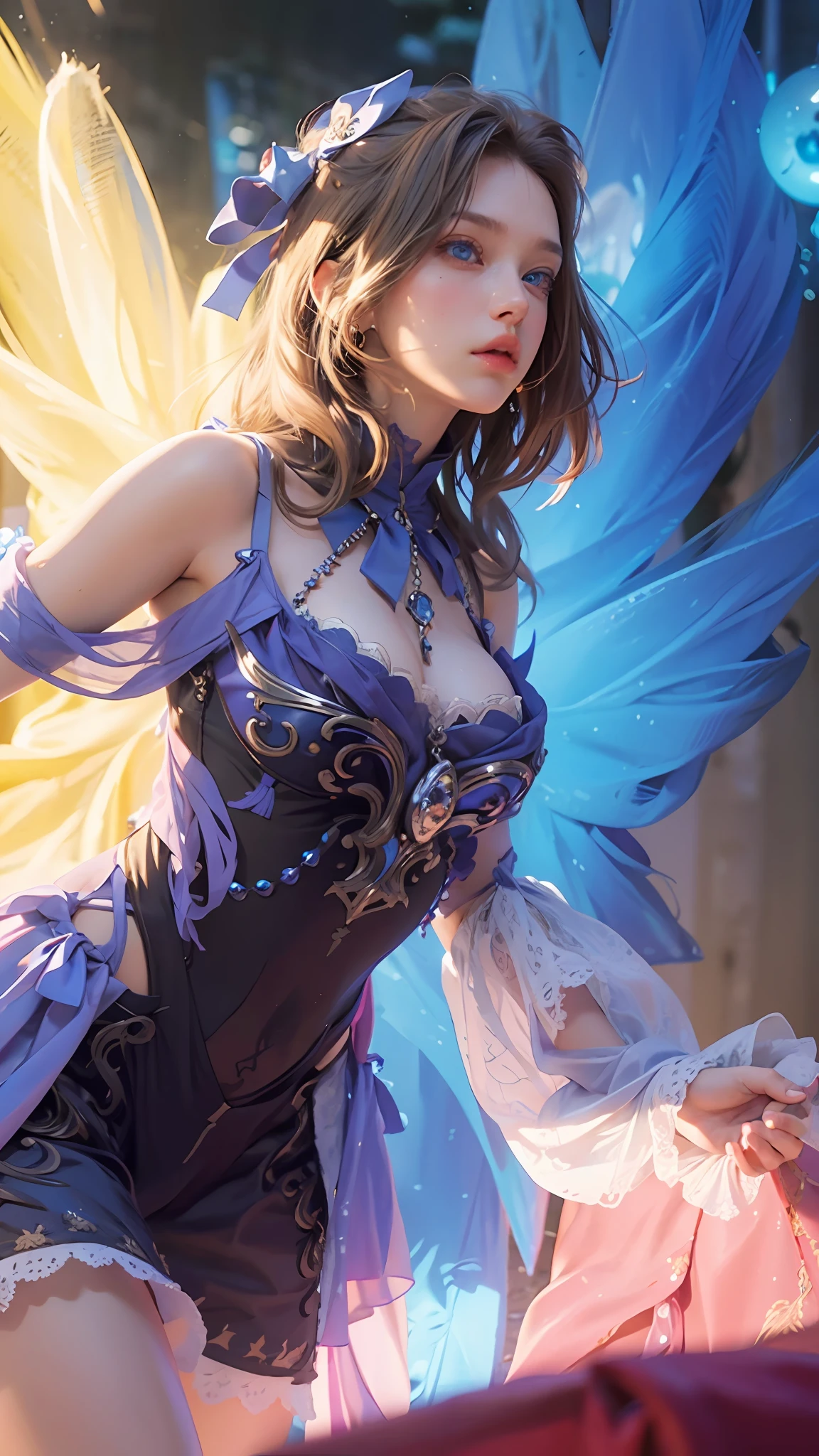 Best quality, masterpiece, ultra high res, eyes blue,eyes high ultra(photorealistic:1.4), raw photo, 1girl, big breast,off shoulder, no dres full body,