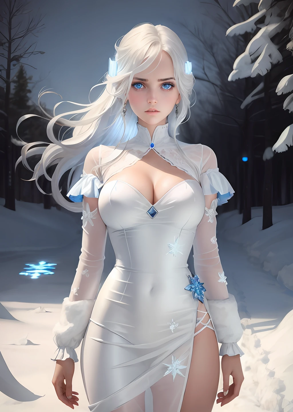 Girl with blue eyes, intense gaze