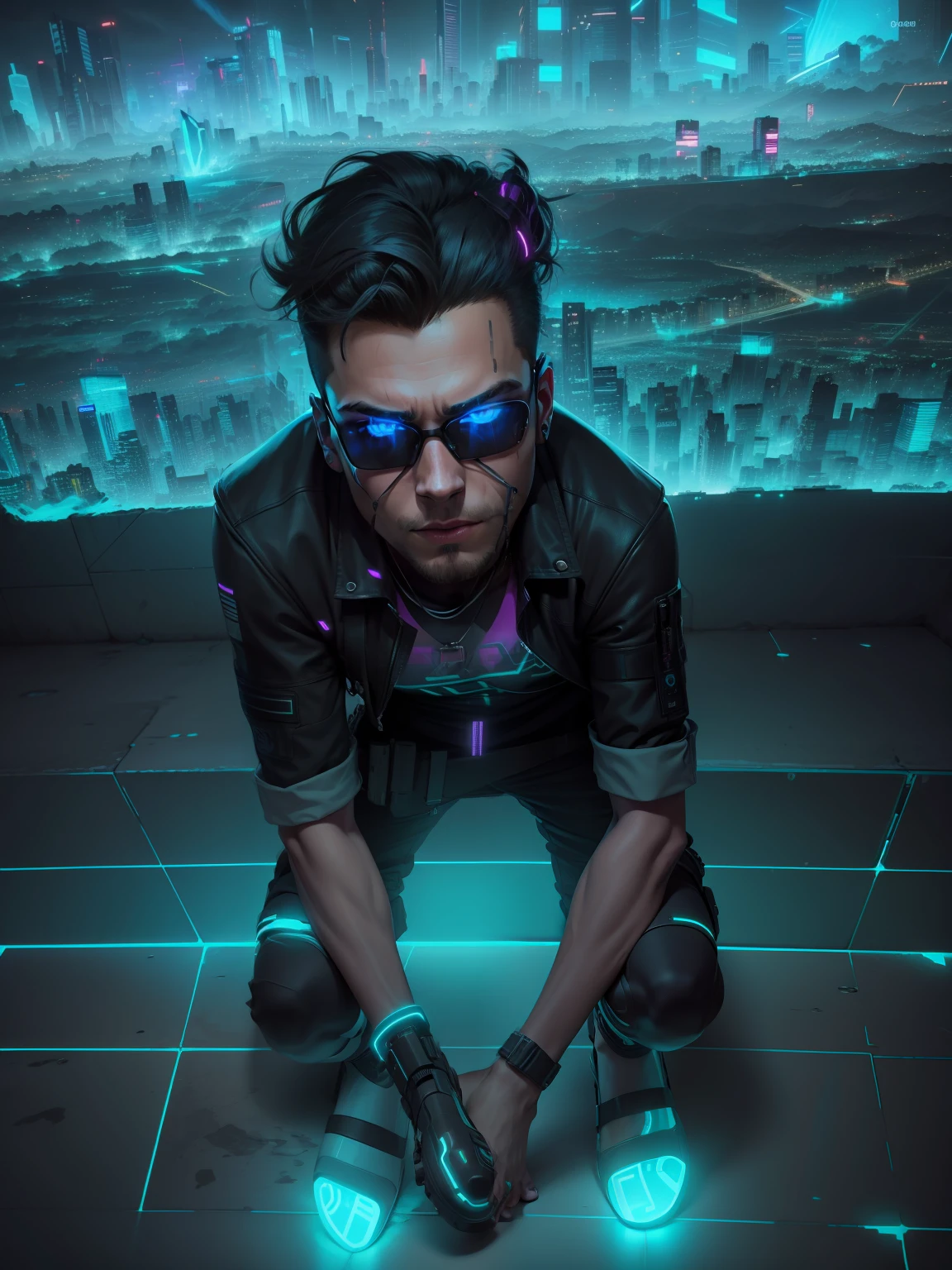 Change background cyberpunk handsome boy, neon, 8k ultra realistic