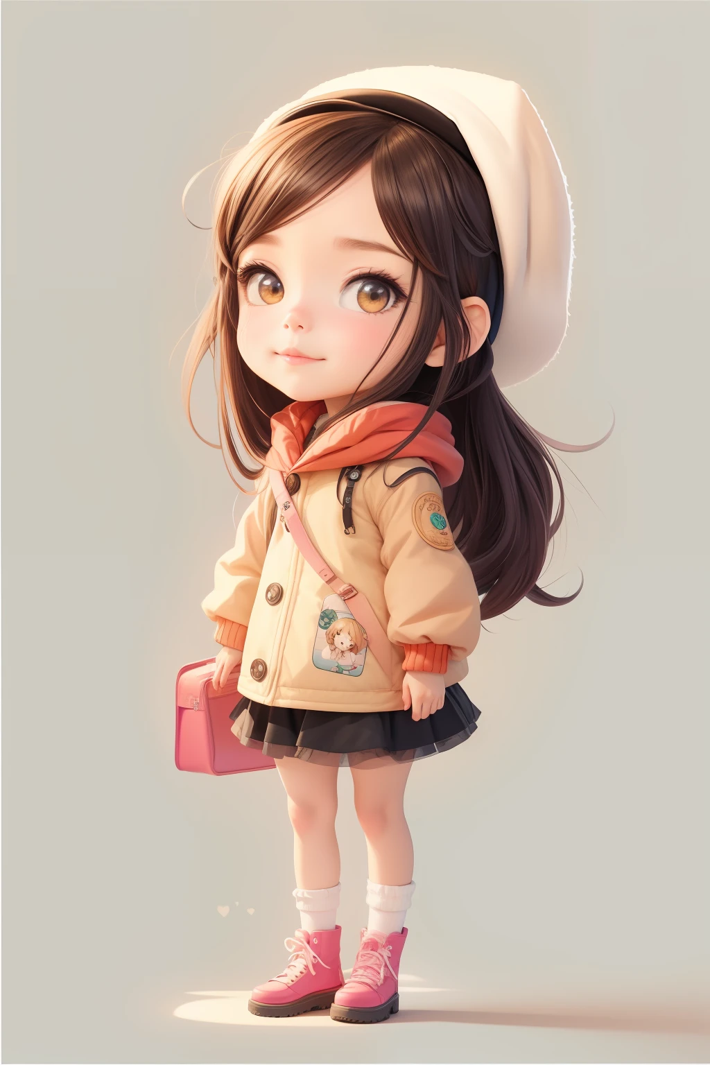 Cartoon girl in hat and jacket, Adorable Digital Painting, Cute digital art, cute detailed digital art, Cute art style, realistic cute girl painting, Cute anime girl, cute cartoon characters, cute kawaii girl, portrait of cute anime girlbabes, cute character, artwork in the style of guweiz, portrait of cute anime girlbabes, cute artwork, Cute Portrait