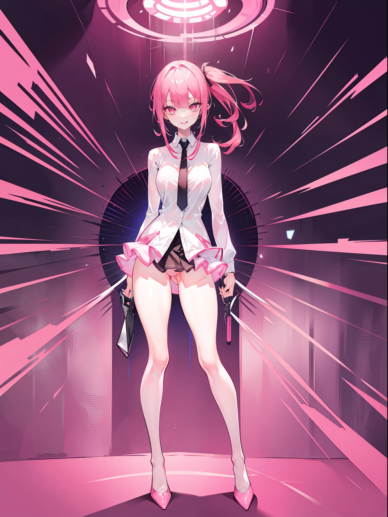 Cute to the extreme, full body pink, exposed, transparent, sexy, slender leg stockings, vacuum exposed, legs open, tongue out, eyes turned up, incredible details, perfect picture quality