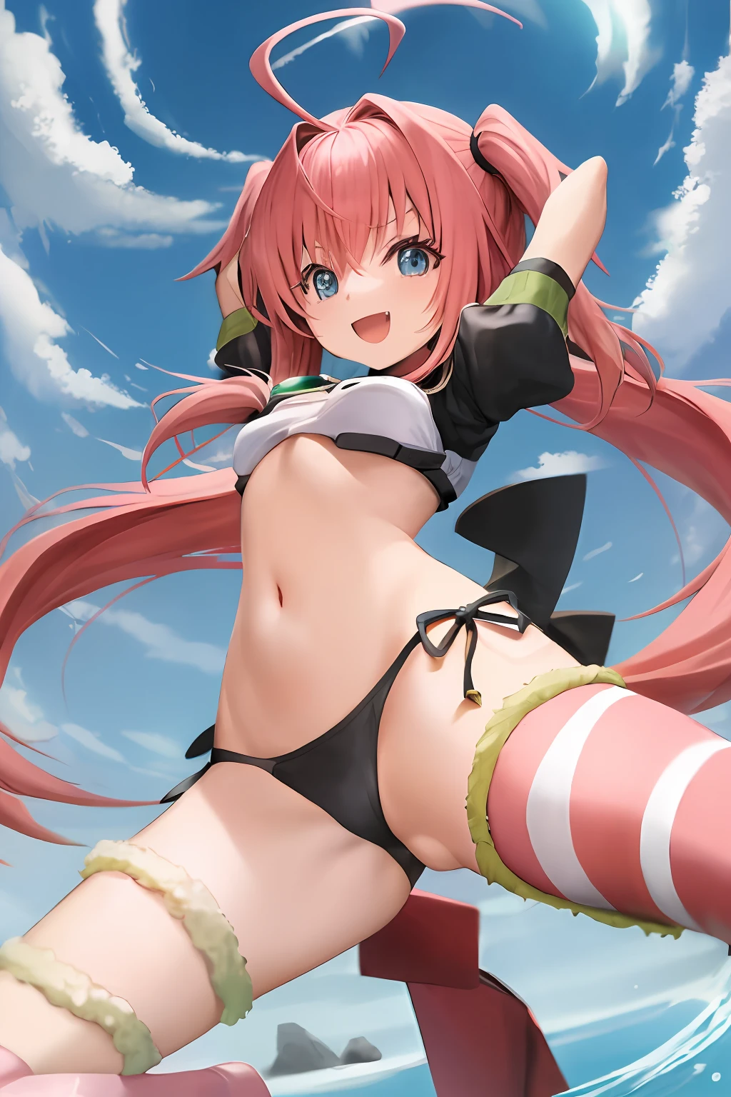 Obra-prima, Milim Nava, Tensei Shitara Slime Datta Ken, Solo, :d, envergonhada, Presa, Laterais, Cabelo Rosa, Cabelo Longo, Umbigo, Asymmetrical Leg, Franja, Melhor Qualidade, Ao Ar Livre, se abaixando no para pegar alguma coisa no chao, bunda para cima, bunda empinada
