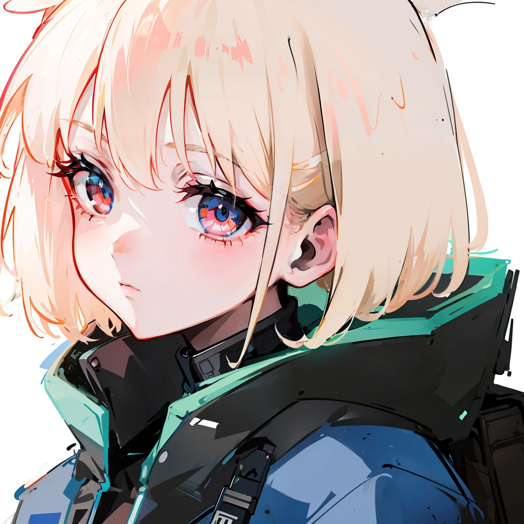 1girl, extreme + absolutely beautiful + meticulous_face, extreme + absolutely beautiful + meticulous_eyes, upper body, close-up, cyberpunk background, sketch, solid color,