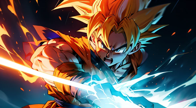 goku, super sayajin blue, efeitos, fogo, Expressions, poder, 4k, mega, top, o melhor