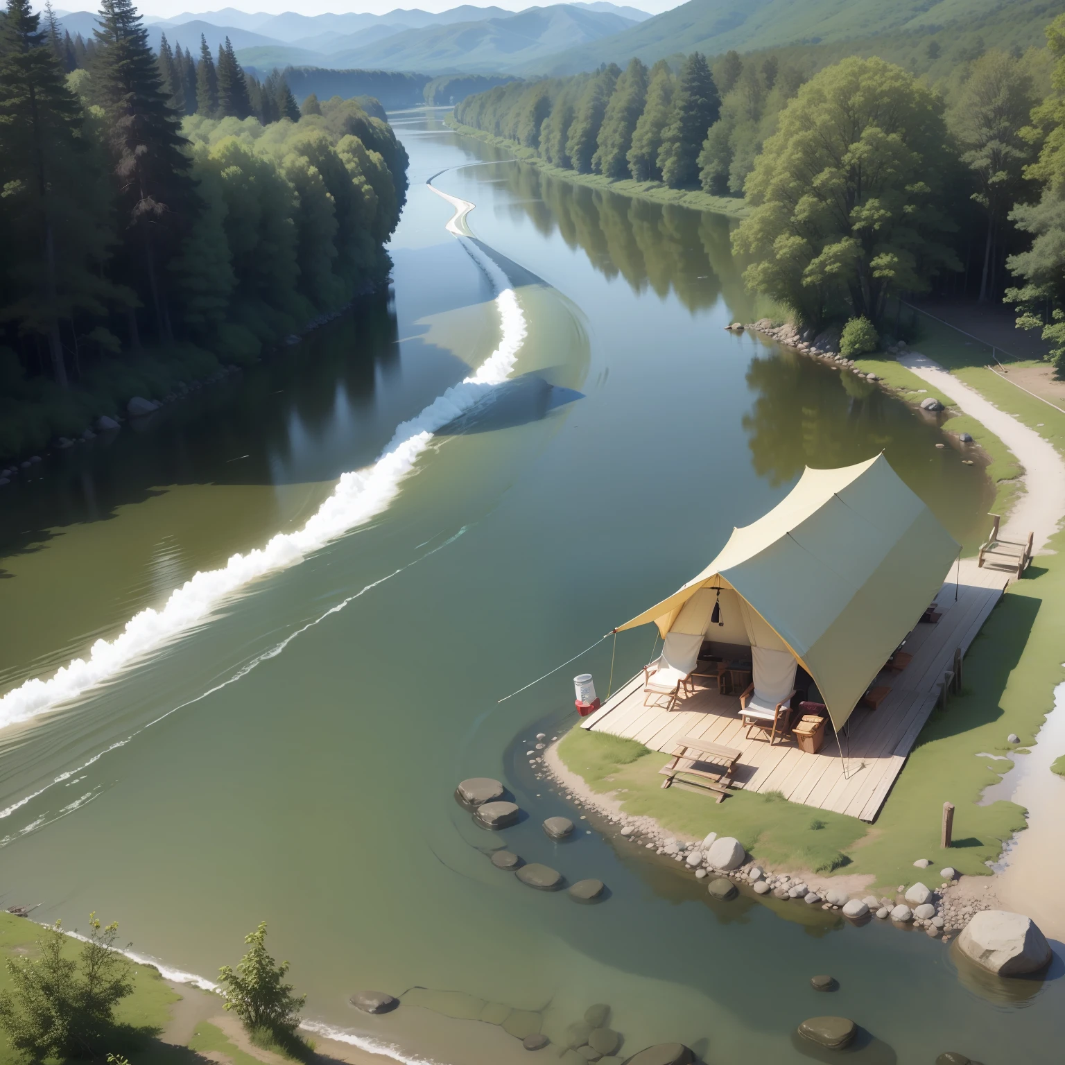 comical、naturey、camp、a river