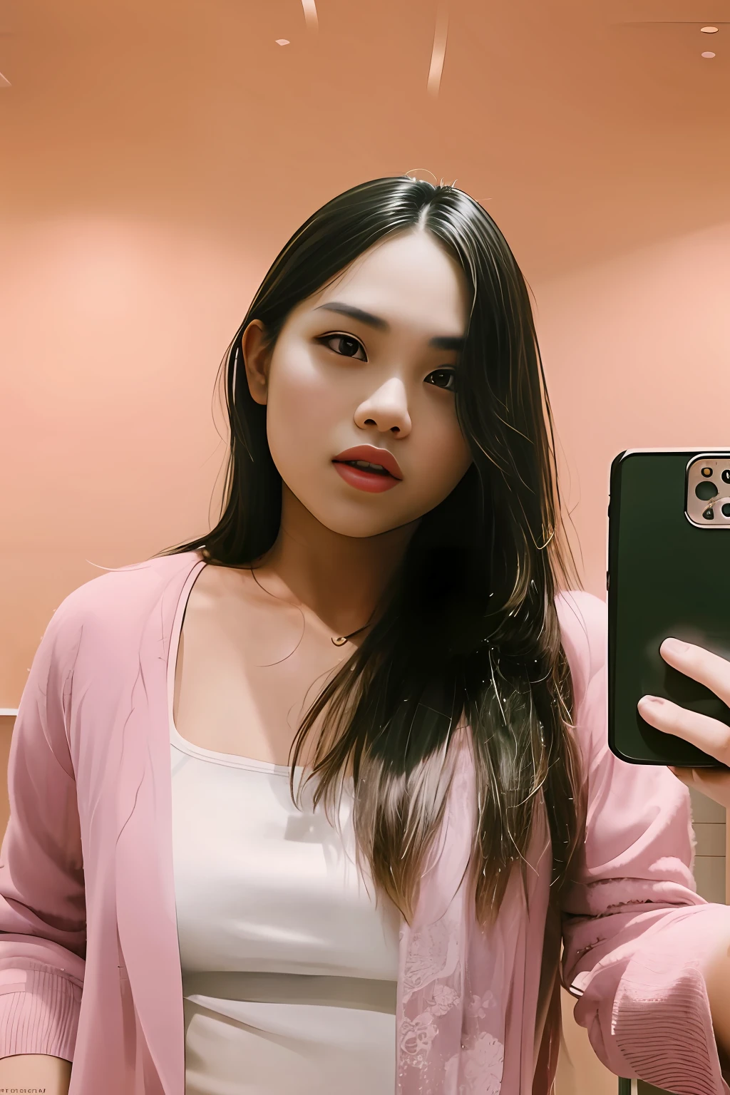 there is a woman taking a selfie in a mirror, cindy avelino, leaked photo, selfie of a young woman, she is about 1 6 years old, with accurate face, 19-year-old girl, she is about 2 0 years old, she is about 20 years old, with long hair, she is about 2 5 years old