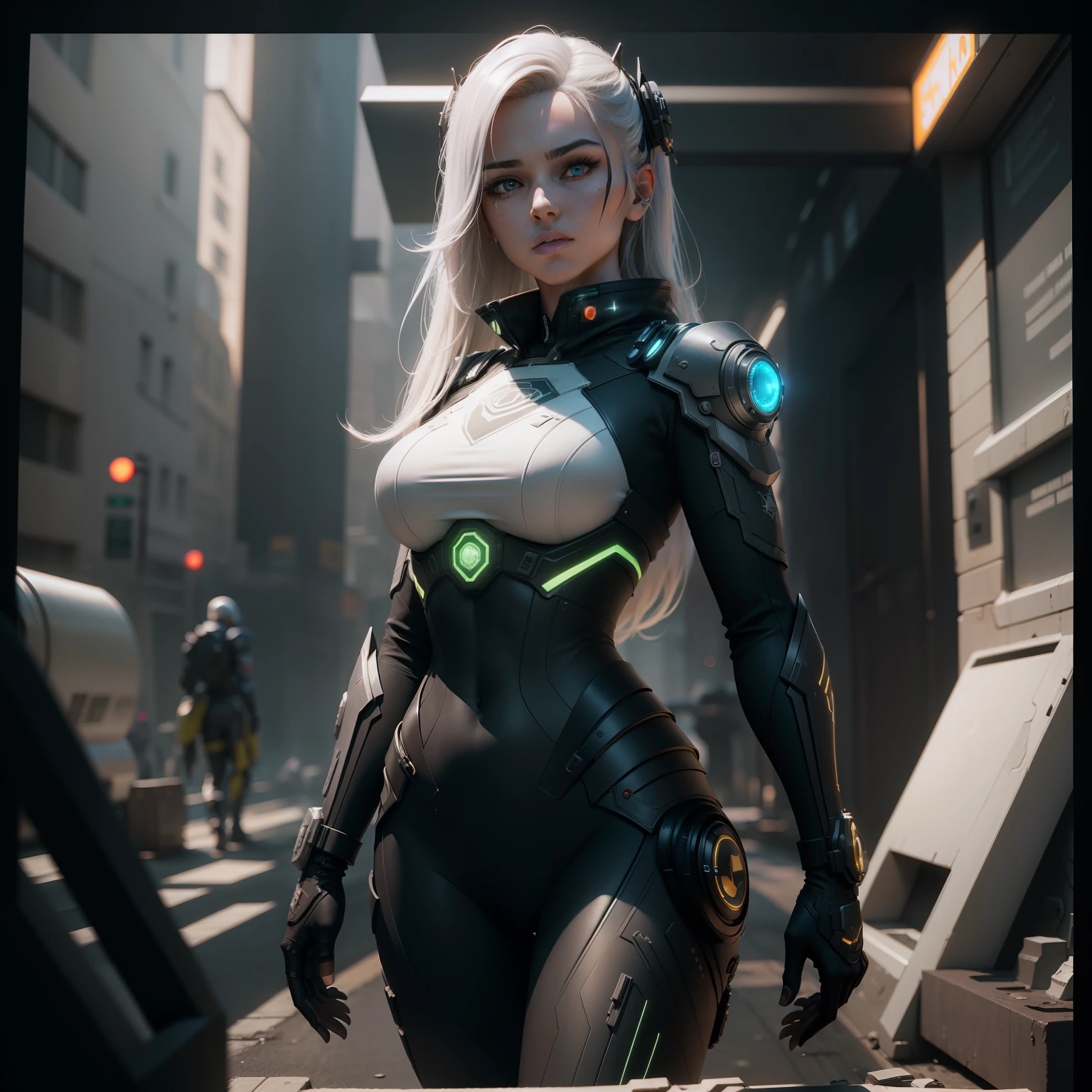 ((Best quality)), ((masterpiece)), (detailed:1.4), 3D, an image of a beautiful cyberpunk female,HDR (High Dynamic Range),Ray Tracing,NVIDIA RTX,Super-Resolution,Unreal 5,Subsurface scattering,PBR Texturing,Post-processing,Anisotropic Filtering,Depth-of-field,Maximum clarity and sharpness,Multi-layered textures,Albedo and Specular maps,Surface shading,Accurate simulation of light-material interaction,Perfect proportions,Octane Render,Two-tone lighting,Wide aperture,Low ISO,White balance,Rule of thirds,8K RAW,