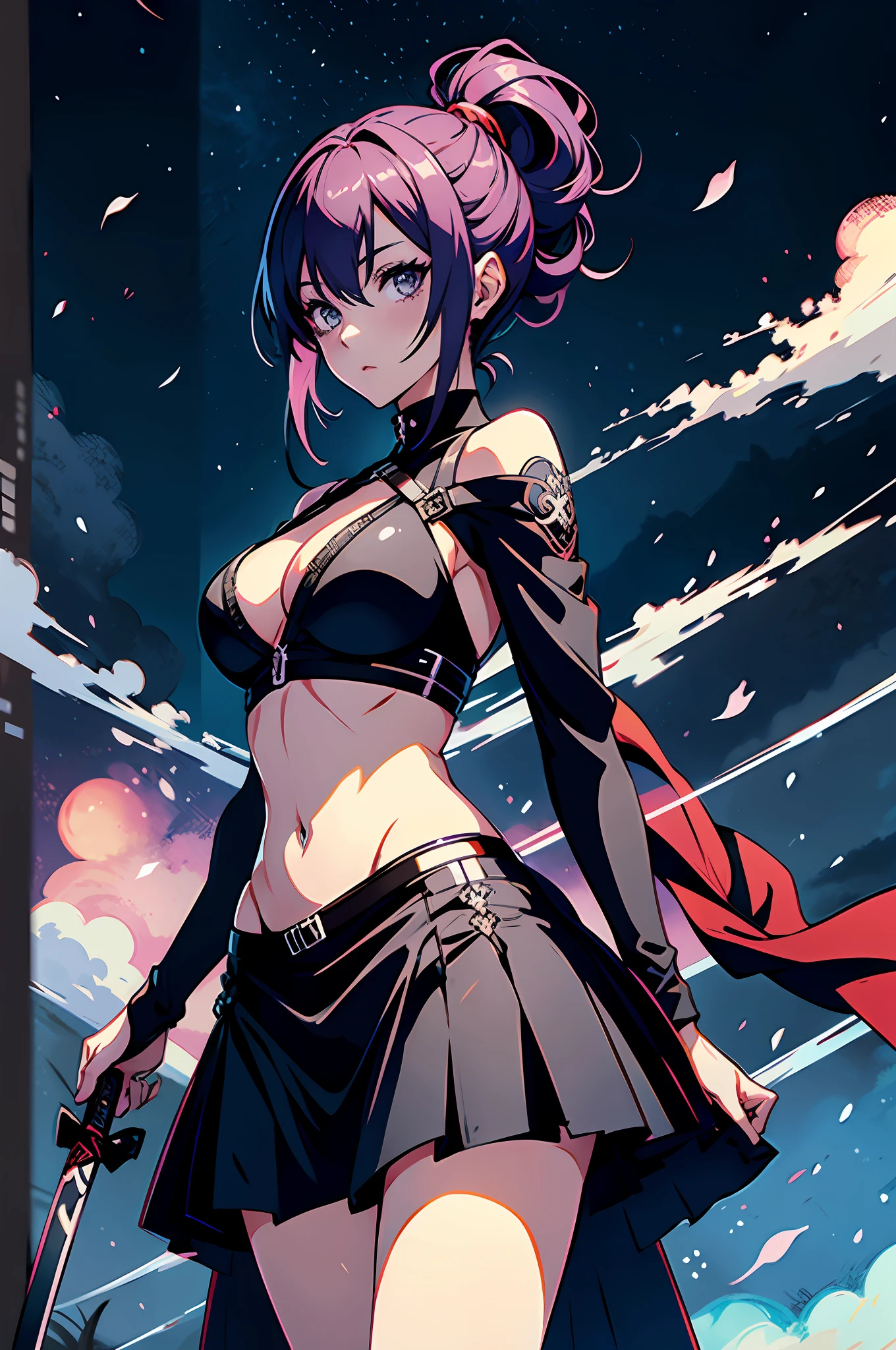 Anime - imagem de estilo de uma mulher com cabelo roxo, com roupa branca, badass anime 8 k, Estilo anime 4K, menina anime sedutora, arte digital do anime, Arte Digital Anime detalhada, Personagem de anime feminino, papel de parede anime 4k, Menina de anime, mulher bonita sedutora, Arte Digital Anime, Advanced digital anime art, corpo bonito ultra detalhado, segurando uma katana