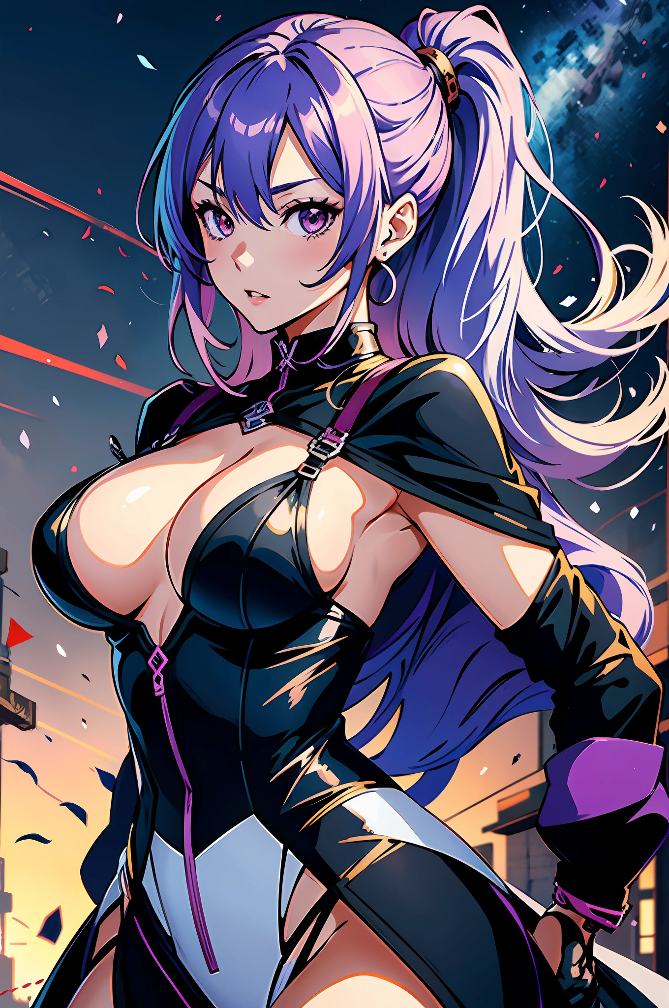 Anime - imagem de estilo de uma mulher com cabelo roxo, com roupa branca, badass anime 8 k, Estilo anime 4K, menina anime sedutora, arte digital do anime, Arte Digital Anime detalhada, Personagem de anime feminino, papel de parede anime 4k, Menina de anime, mulher bonita sedutora, Arte Digital Anime, Advanced digital anime art, corpo bonito ultra detalhado, segurando uma katana