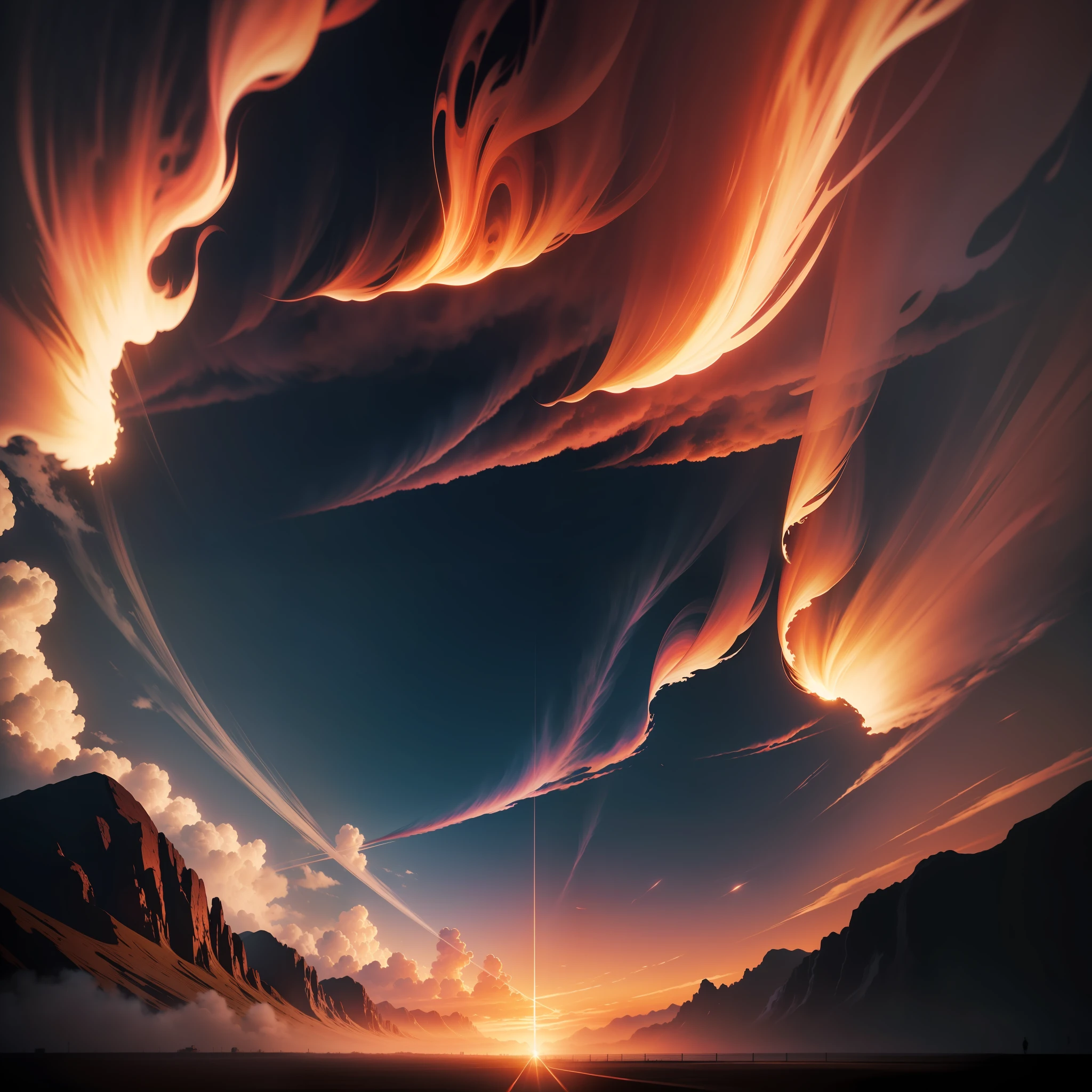Burning clouds,photorealestic