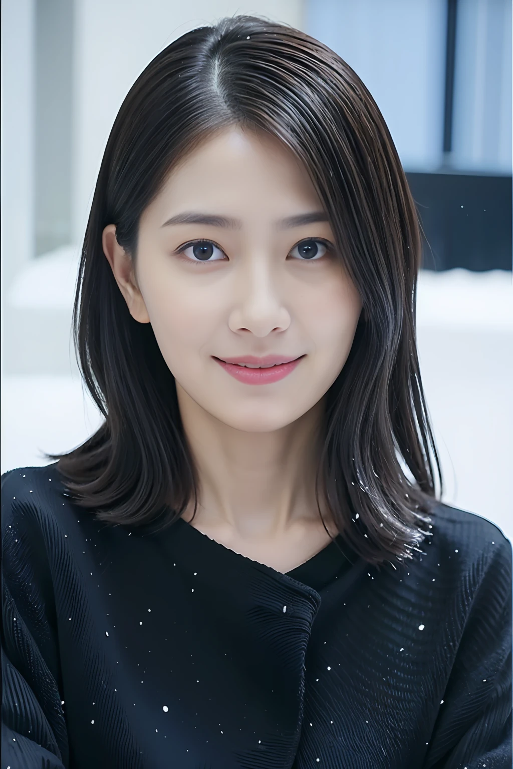 (top-quality、超A high resolution:1.2) (Glossy dark blue winter clothing:1.1) (winter snow:1.4) Photos of beautiful Japan women