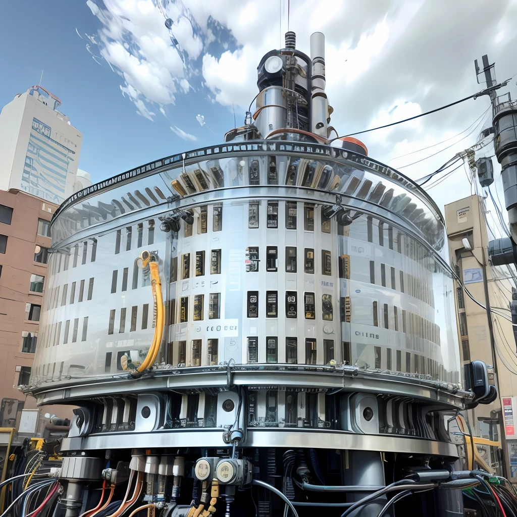 Analog circuits,Nixie Tube, retro-futuristic,vacuum tubes、Analog Meter、Cathode ray tube、wiring、batteries、(Internal structure)、lens、acrylic, detail,droid