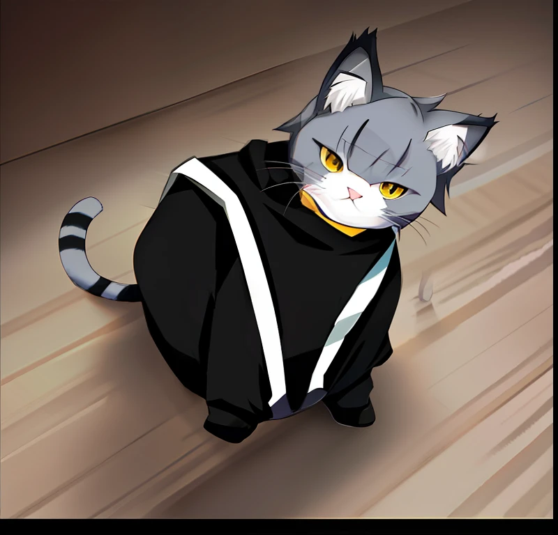 There was a cat in costume sitting on the floor, would you let me dress you, Sora as a cat, realistic anime cat, thicc, as an anime character, anime cat, there is a cat next to her, an anthro cat, anthropomorphic female cat, he has dark grey hairs, as a fortnite character, fursona wearing stylish clothes