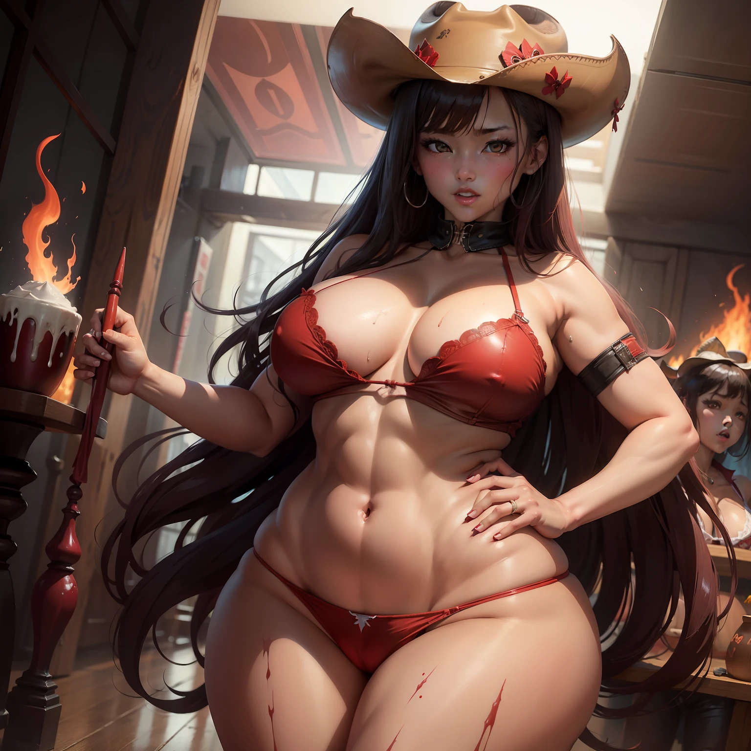 Diabolical、gals、Colossal tits、(((thick thight)))、Red-black skin color、sodden、((Cowgirl))、A sexy