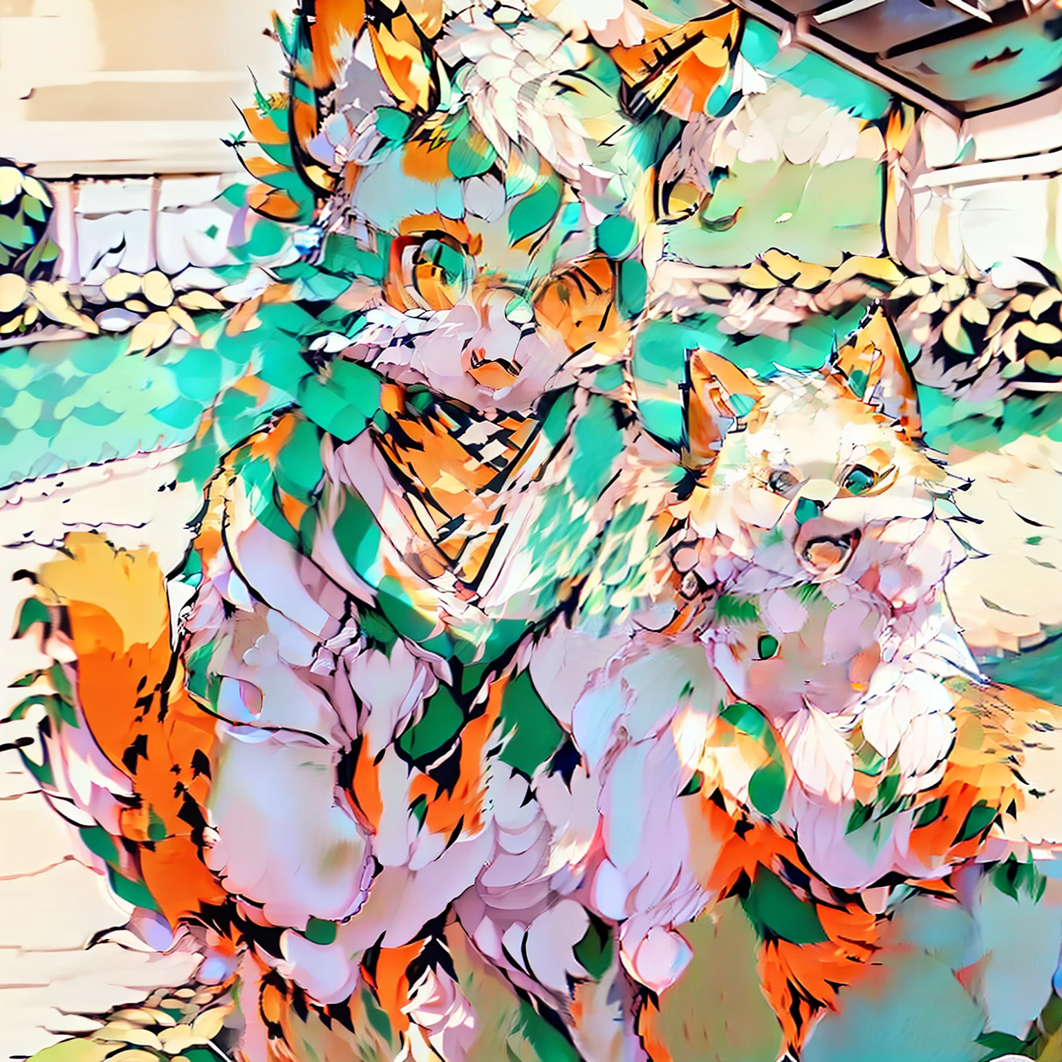 Fury,furry,Hairy all over,Canine line,schoolgirls,Beast too,Cute style,Whole body make,By the pool,Japanese style,Blue-white skin,Orange eyes