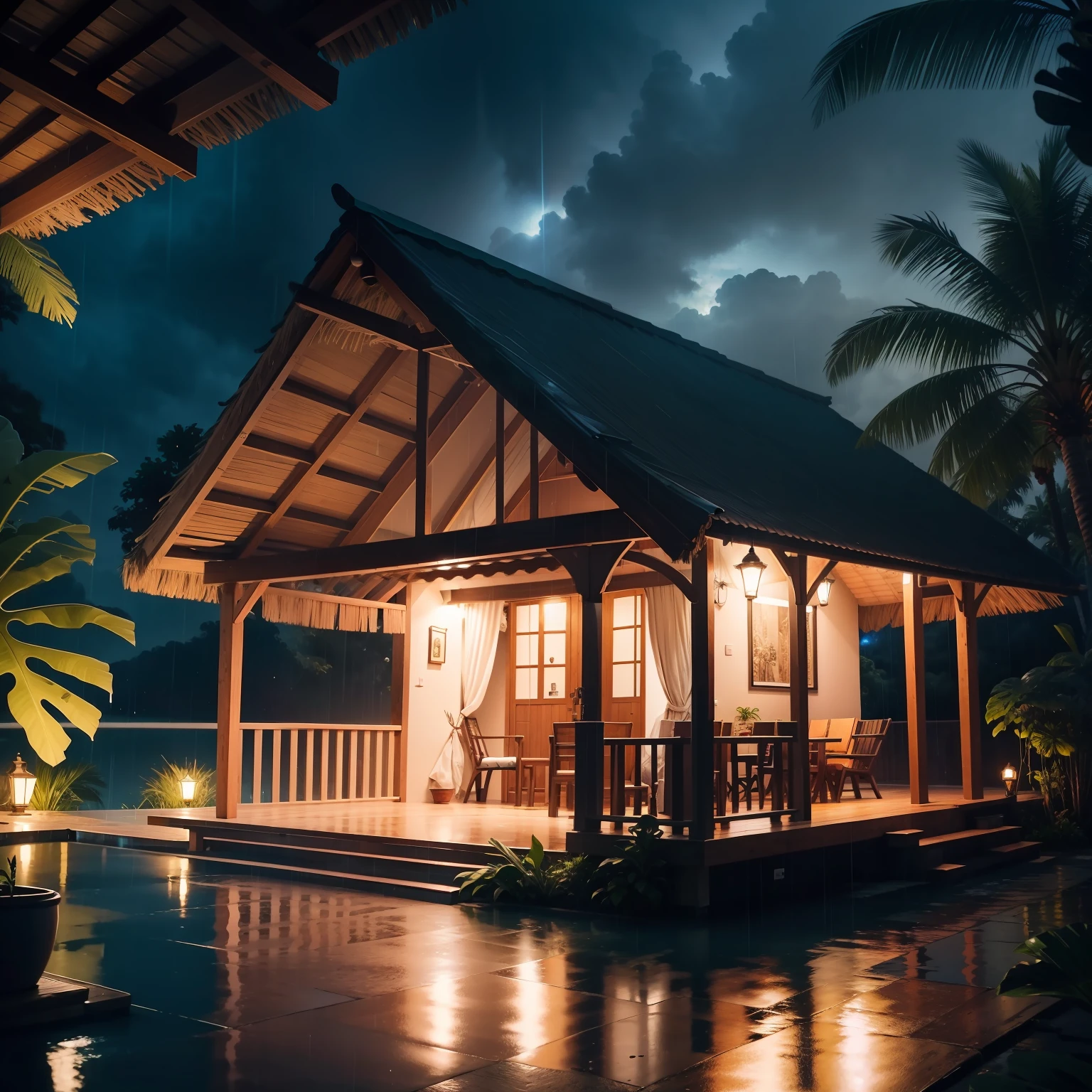 casa cabana noite rain