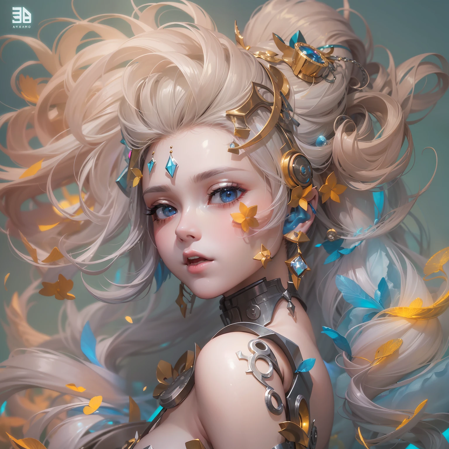 (((masterpiece)))、(((top-quality)))、((ultra-definition))、(High Definition CG Illustration)、((extremely delicate and beautiful))、、Cinematic Light、独奏、full body Esbian、cyberpunked、2040s、animesque、dreamy cyberpunk girl、rainbow hair、Renaissance style、Marie Antoinette style、trending on artstationh、Rachel Walker、