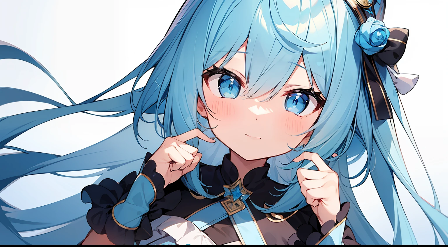 One girl、Idol、Idol Costumes、lightblue hair、light blue eyes、cute little、masterpiece、Top image quality、top-quality