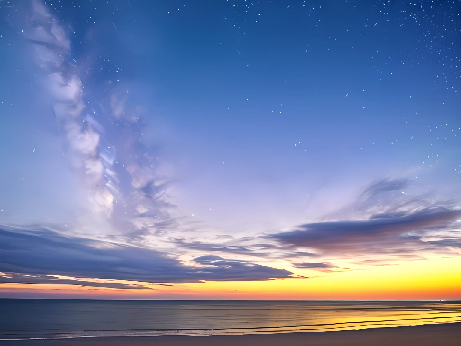 Beautiful scenery
ocean
White clouds
starry sky