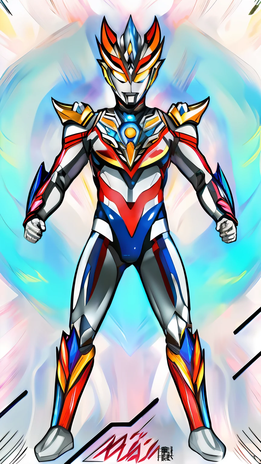 Close-up of a drawing of a man in a suit, an epic anime of a energy man, ultra hyper-detailed, ultra mega super hyper detail, SSSS.gridman, Ultraman, tokusatsu suit vaporwave, style of ssss.gridman (2018), high detailed official artwork, cyber fight armor, wearing thunder armor, offcial art