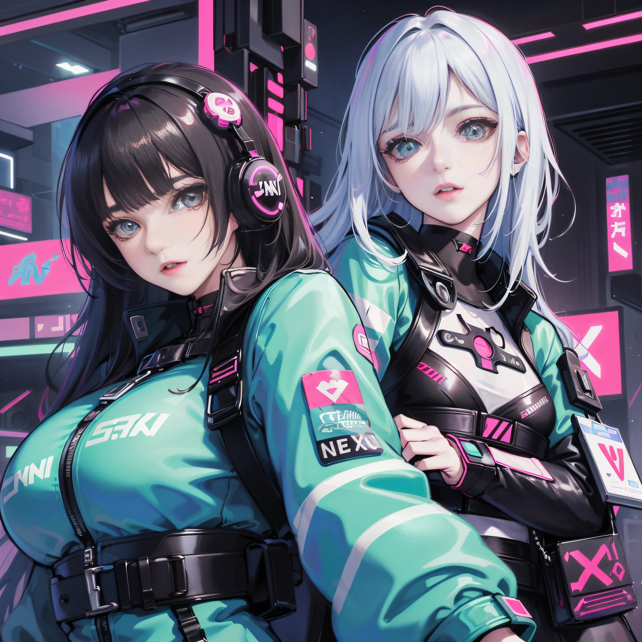 nvinkpunk, Detailed portrait of Van Pier neon operator ((sks woman)), cyberpunk futuristic neon, reflective puffy coat, Traditional Japanese ornaments decorated with Ismail Inseoglu Dragan Bibbin Hans Thomas Greg Rutkovsky illustrated by Alexandros Pilomalis Neckro Rene Maritt, Perfect face, Fine details, realistic shaded, Fine - face, Pretty face