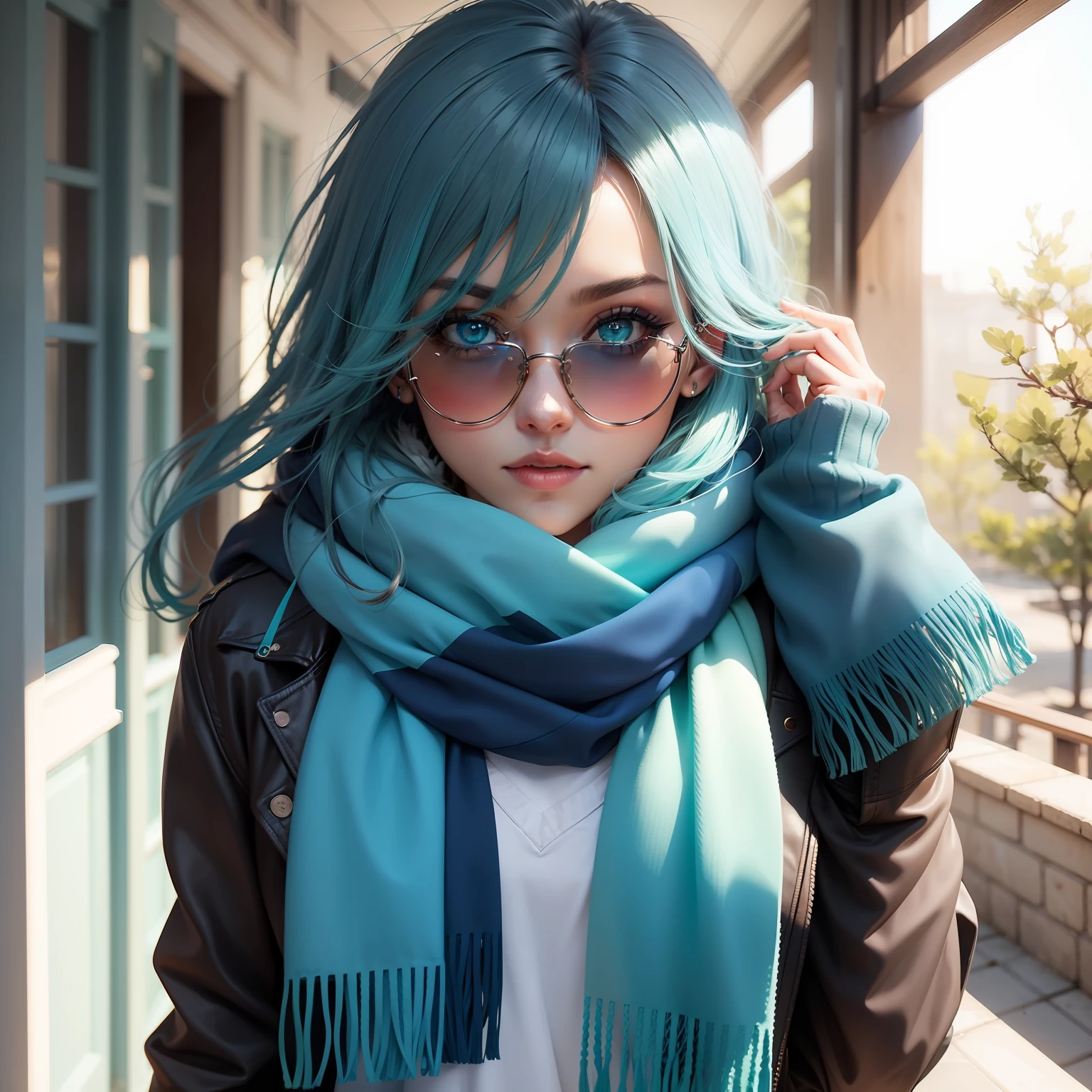 Create an eye-catching ombre effect on a scarf using cool shades of blue and green."