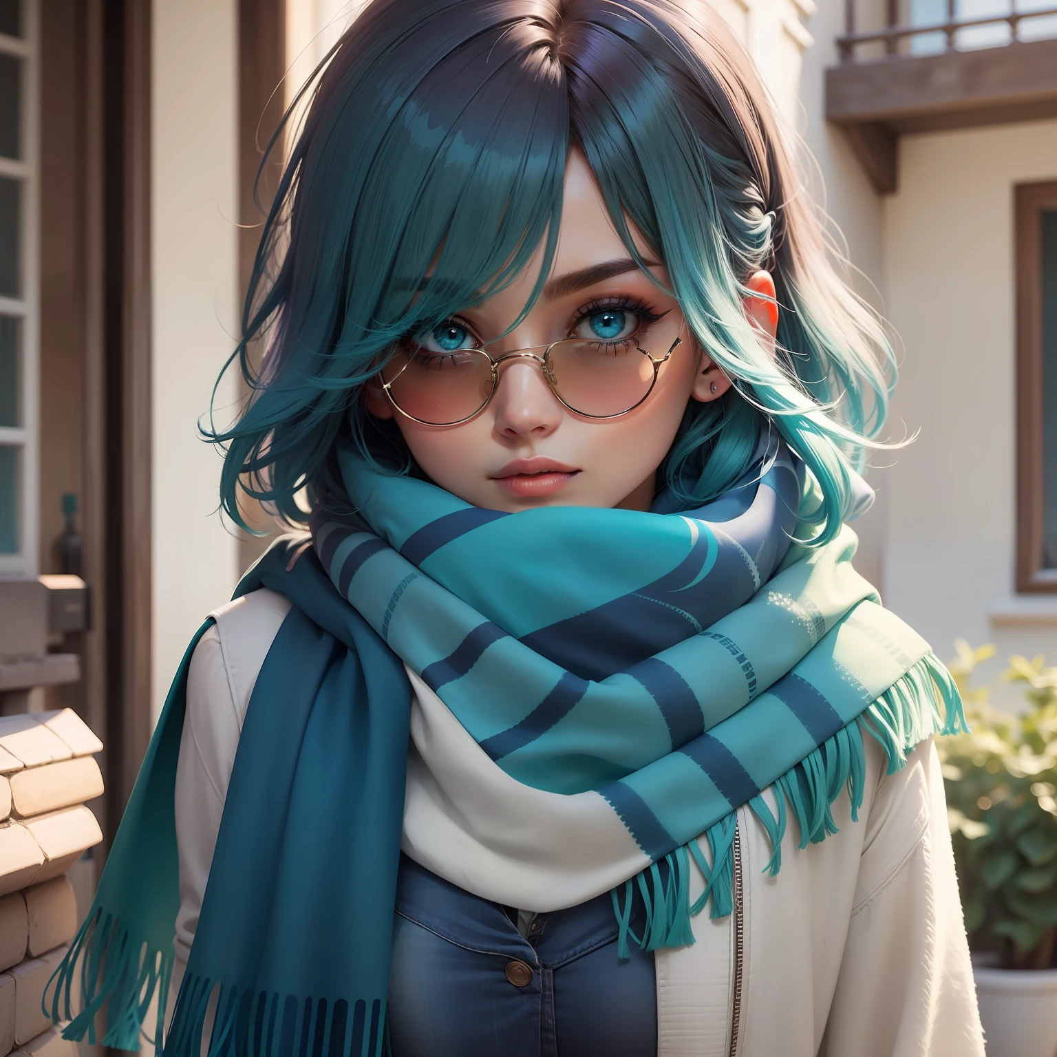 Create an eye-catching ombre effect on a scarf using cool shades of blue and green."