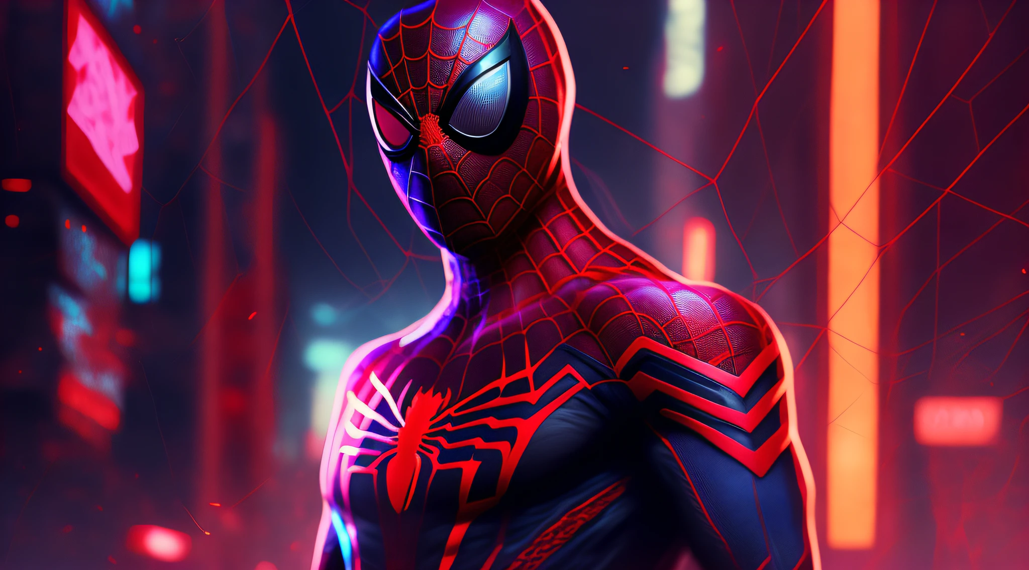 firer Spider man,Cyberpunk,8k, front sode