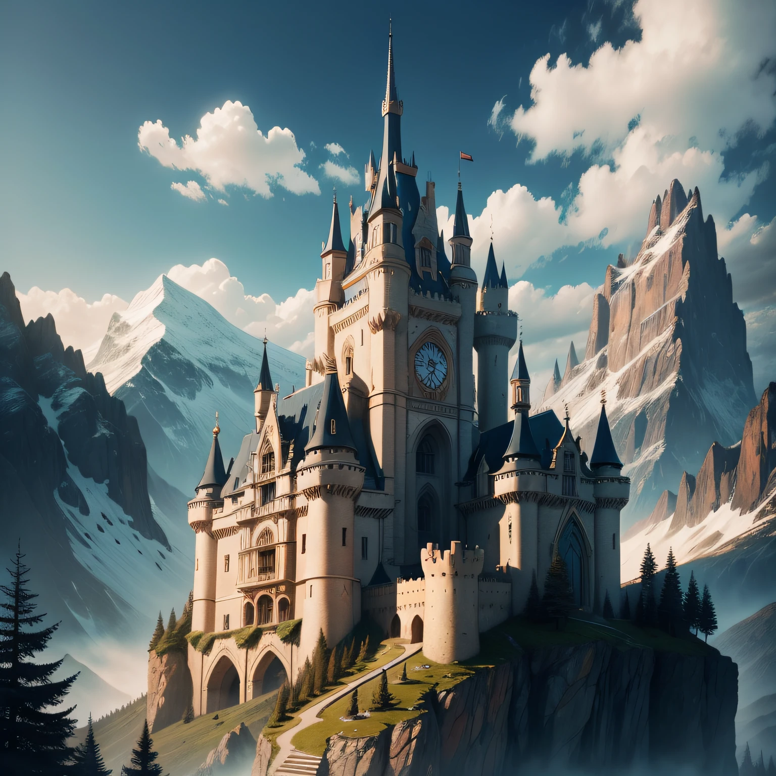 Fanciful castles in the mountains often appear in movies