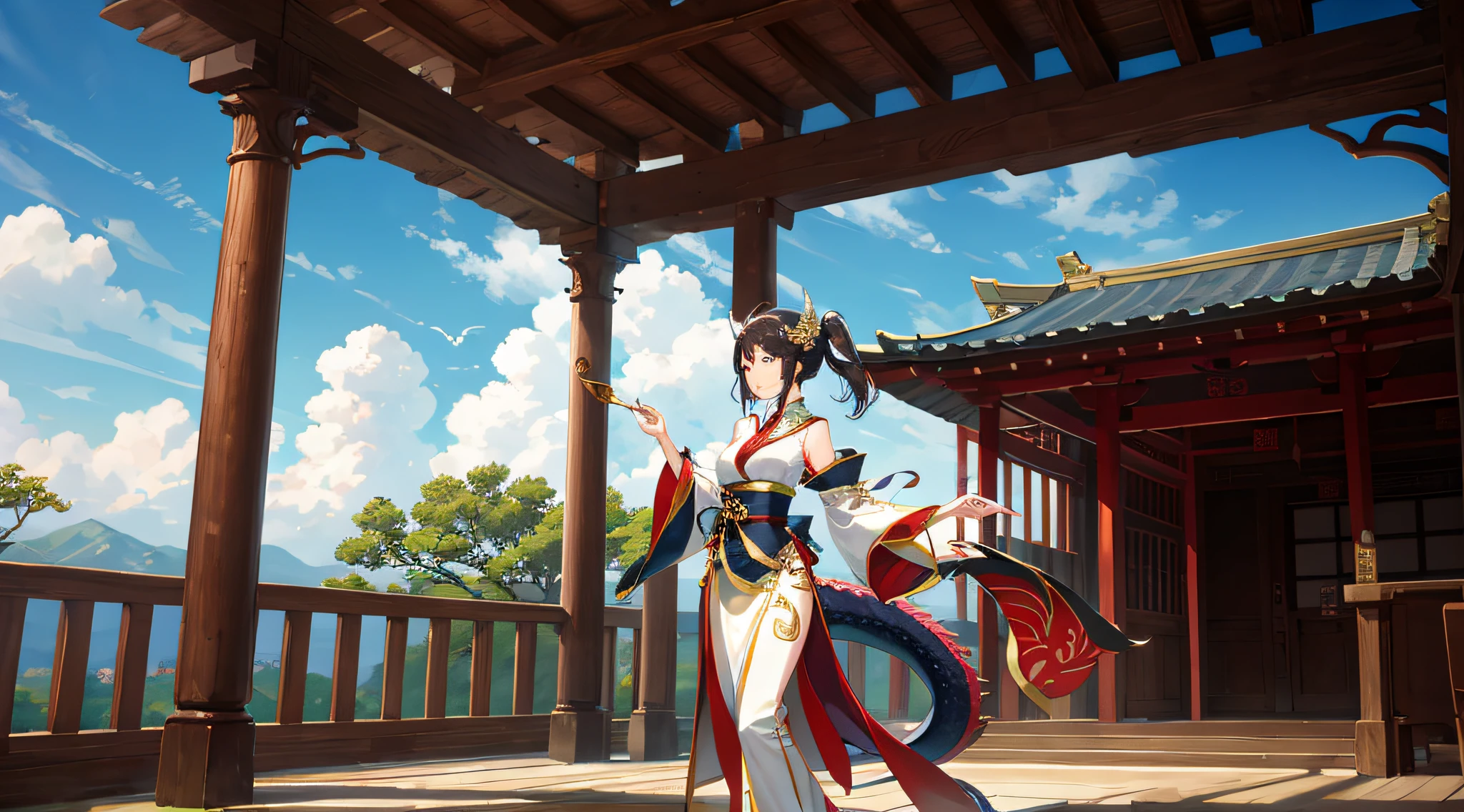 年轻,Beautuful Women,Dragon's horn,pavilion