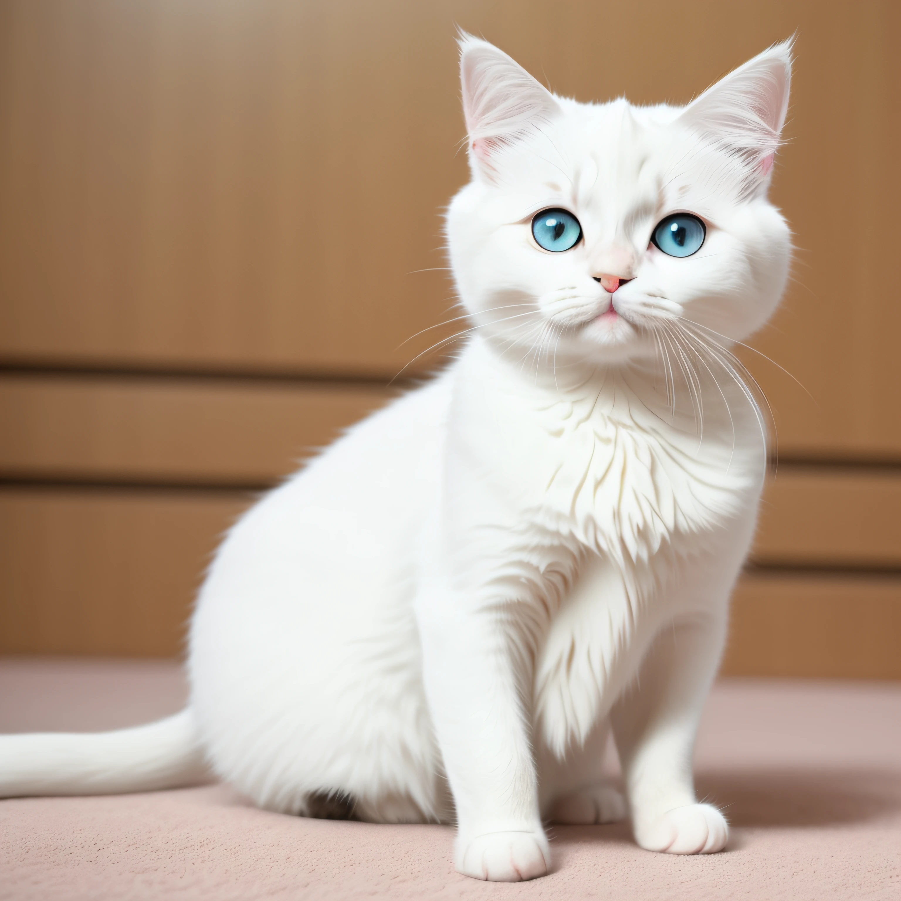 Cute cat,Complete body,white colors