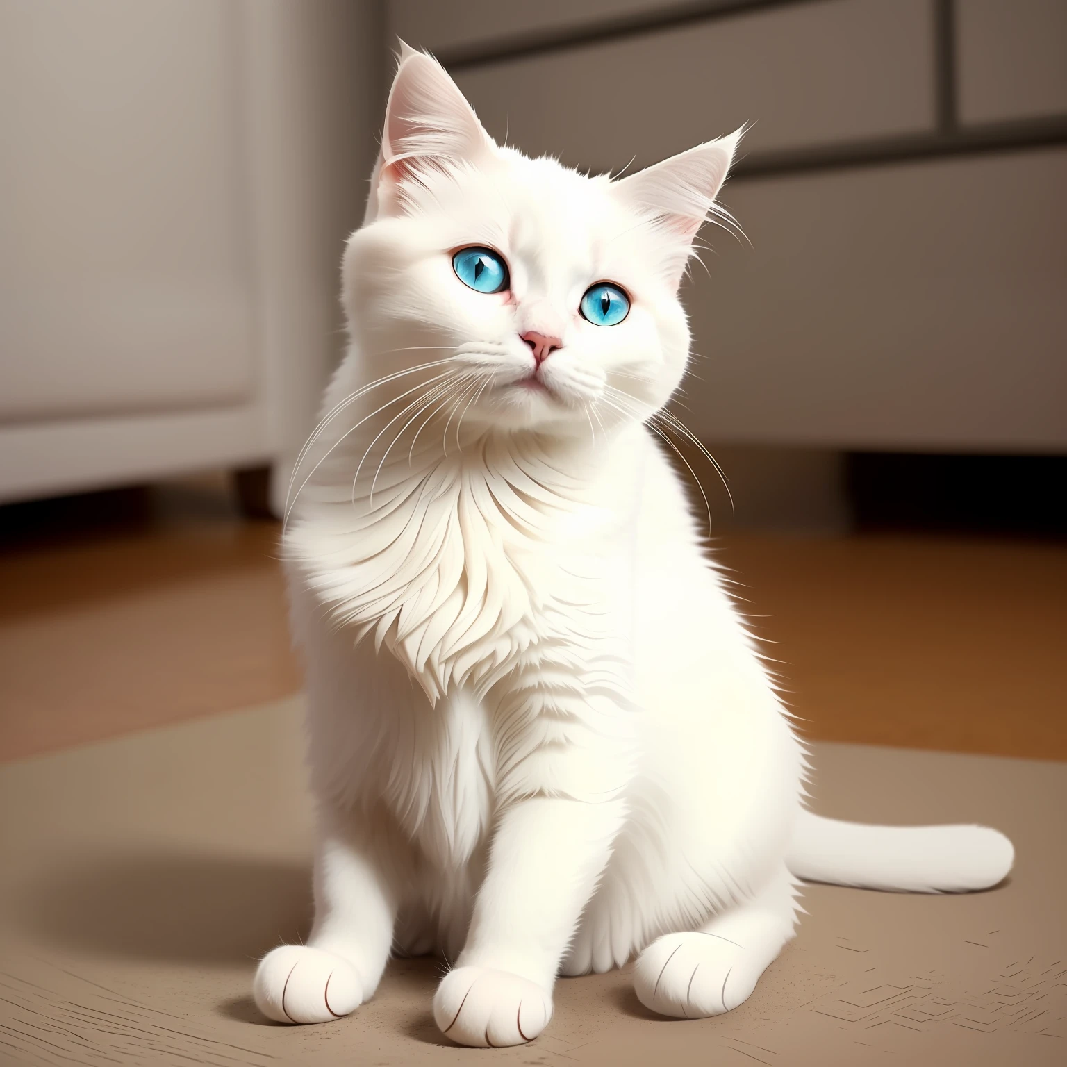 Cute cat，Complete body，white colors