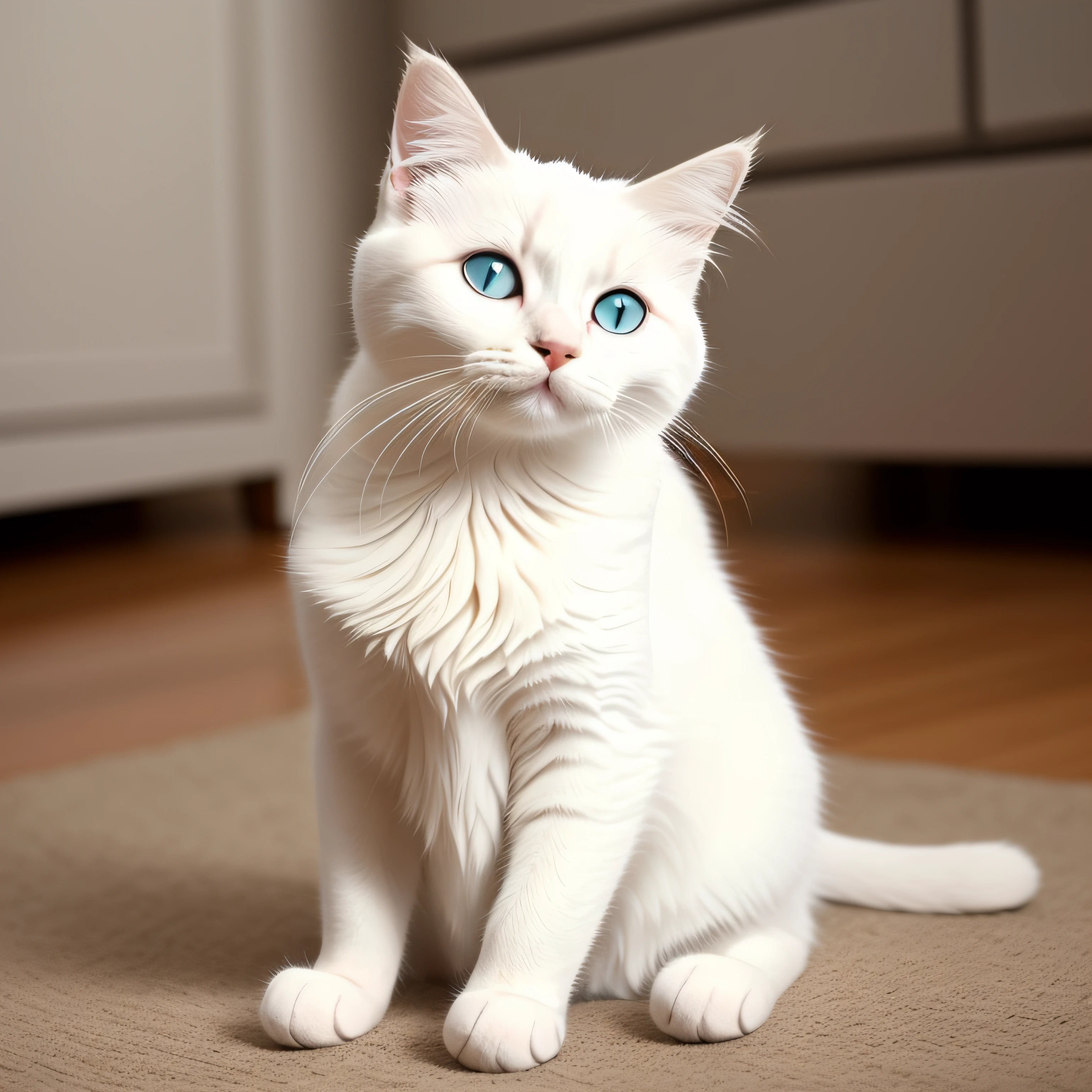 Cute cat,Complete body,white colors