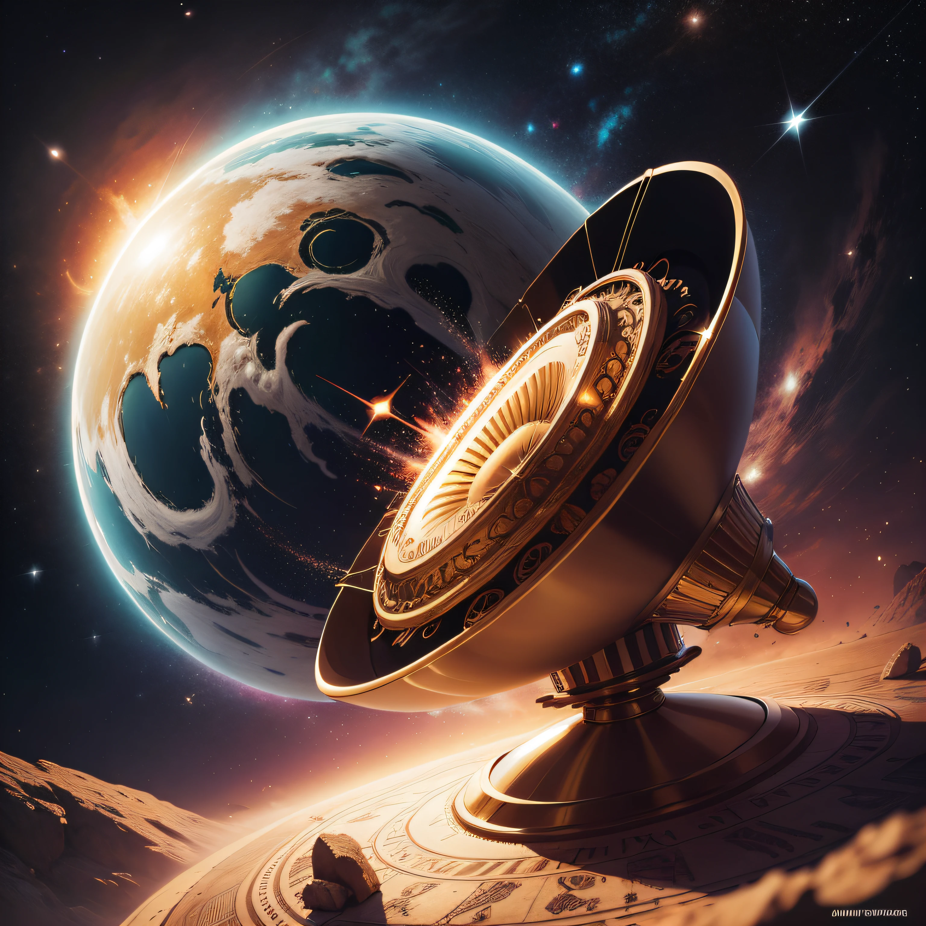 quero uma galaxia com um megafone antigo reproduzindo letras