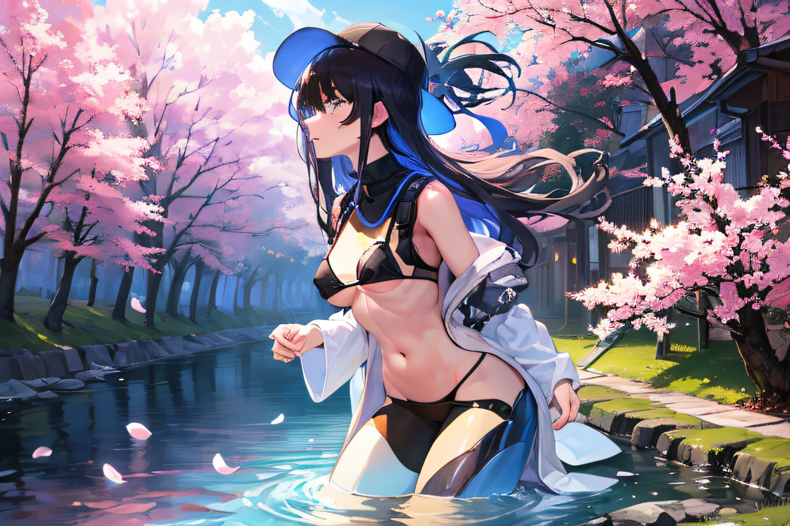 (NSTDA.:1.2), (10, beste-Qualit, master-piece: 1.4), ultra-high resolution, (lifelike, photorealistic portrait: 1.48), 20 age, Cute Girl, (See through the bikini beetle), Famous Japanese actors, beautiful clear eyes, G Cup Big Breasts, Head tilt., cowboy shot, from the side, looking at the audience, expressionless, Beautiful lake, Zeiss 150mm F/ 2.8 Hasselblad, Beautiful cherry blossom forest, Whole body, foot, Ultra-Wide Angle, The backyard is a beautiful sea.............................. ,