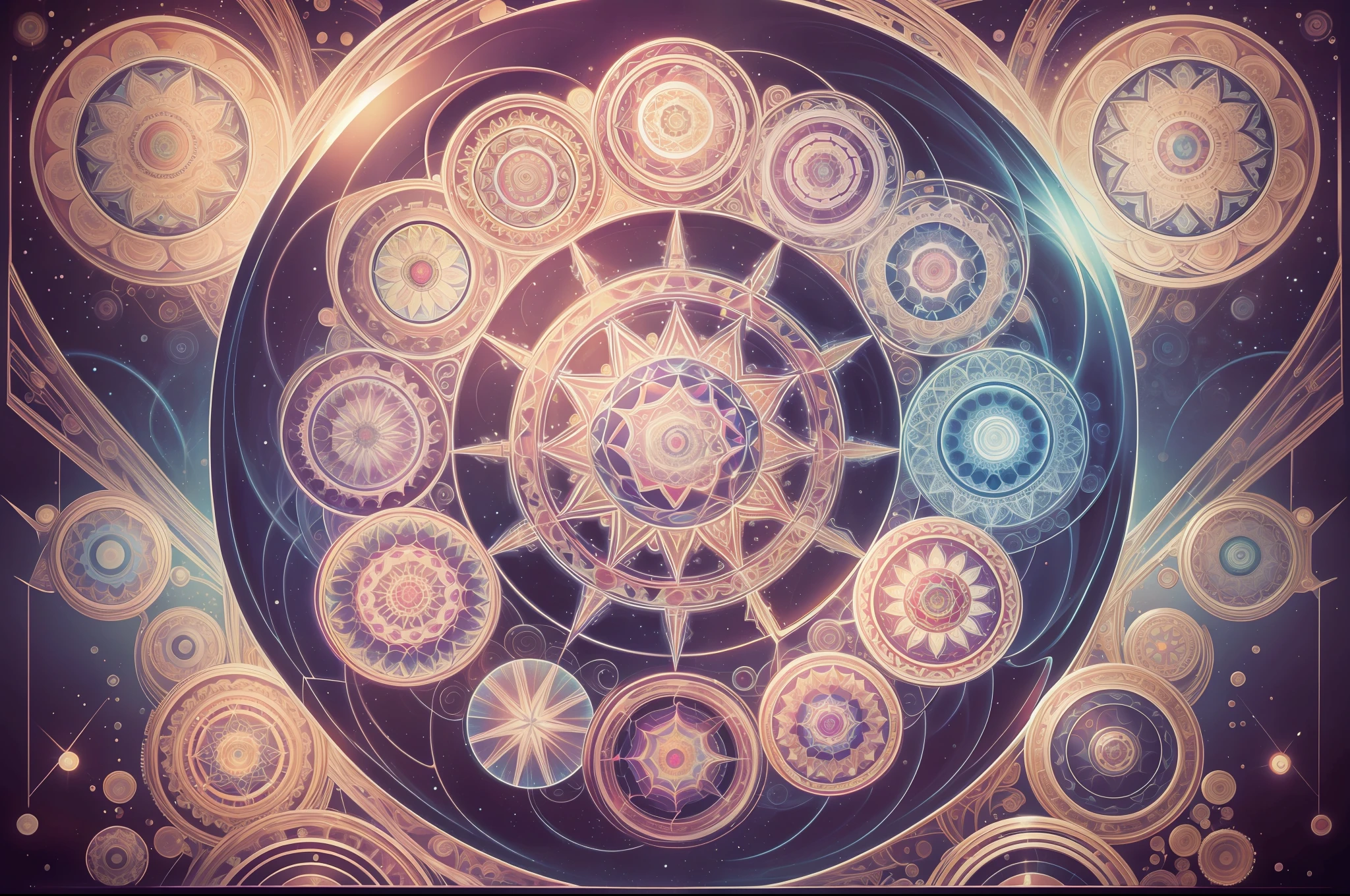 Create art similar to those of the artist Alex Grey, energy, mandalas, Sensual woman, a lot of saturation in the colors