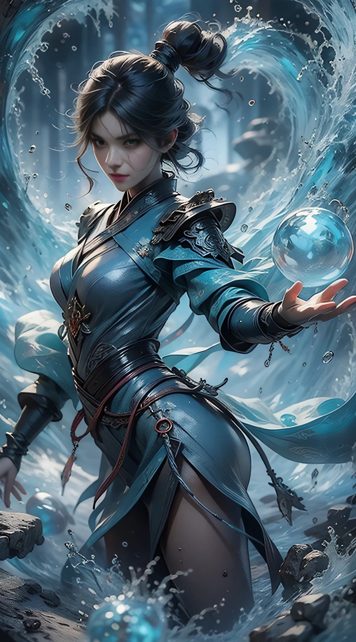 Kizi，Cute girls，Jintang costume，rainbowing，water elemental，Rich colors，Water quality sense，((water sphere))，Magical Circle，water sphere，Magical Circle，water dragon，(((Kizi)))，Textures are diverse， chinese dragon concept art， Anime art wallpaper 8 K， anime artsyle， Detailed anime artwork，Epic composition，Realistic lighting，high definition detail，tmasterpiece，Best quality，